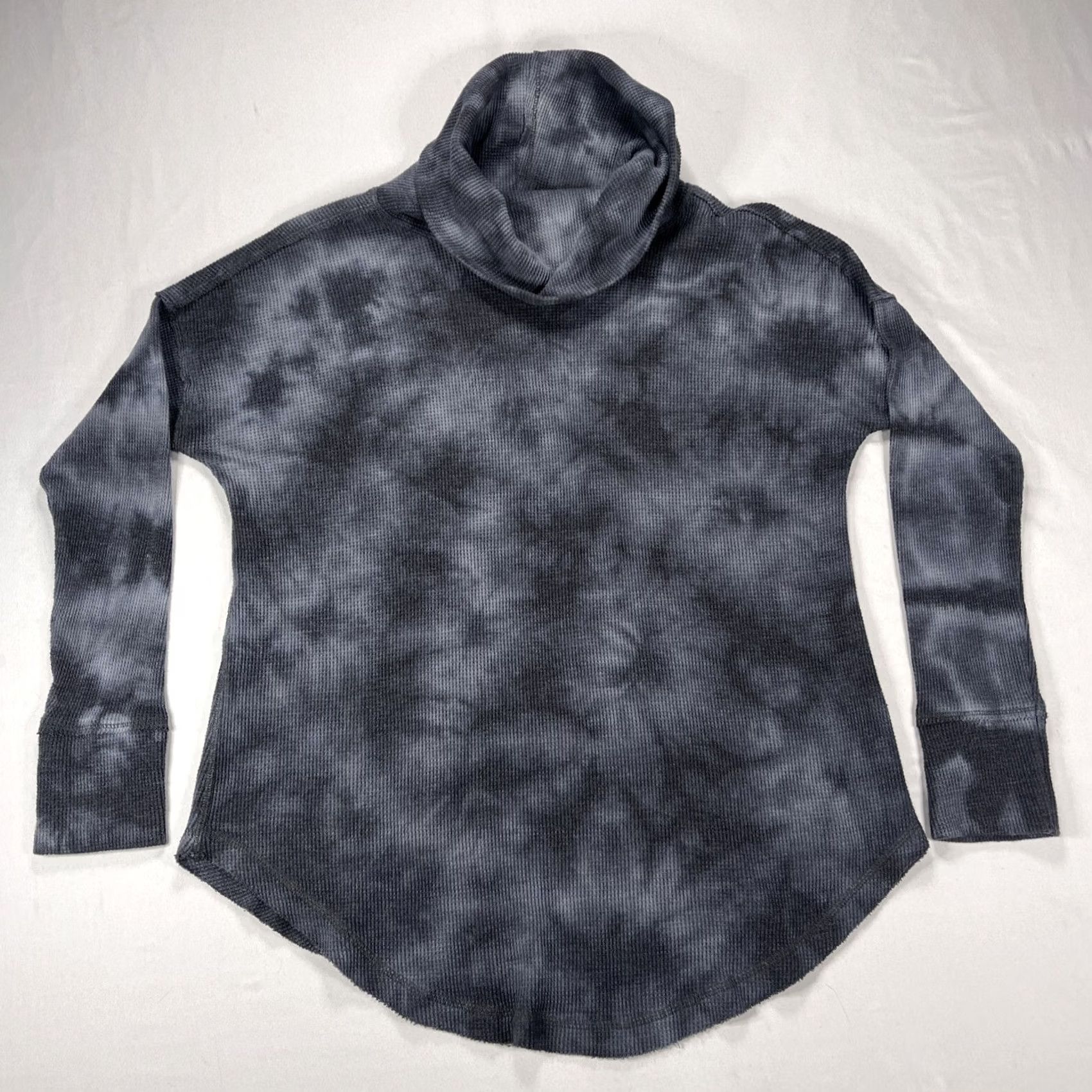 Vintage Maeve Anthropologie Sz M Turtleneck Waffle Knit Tie Dye Gray Blouse Women Long Sleeve Thermal Size M / US 6-8 / IT 42-44 - 2 Thumbnail
