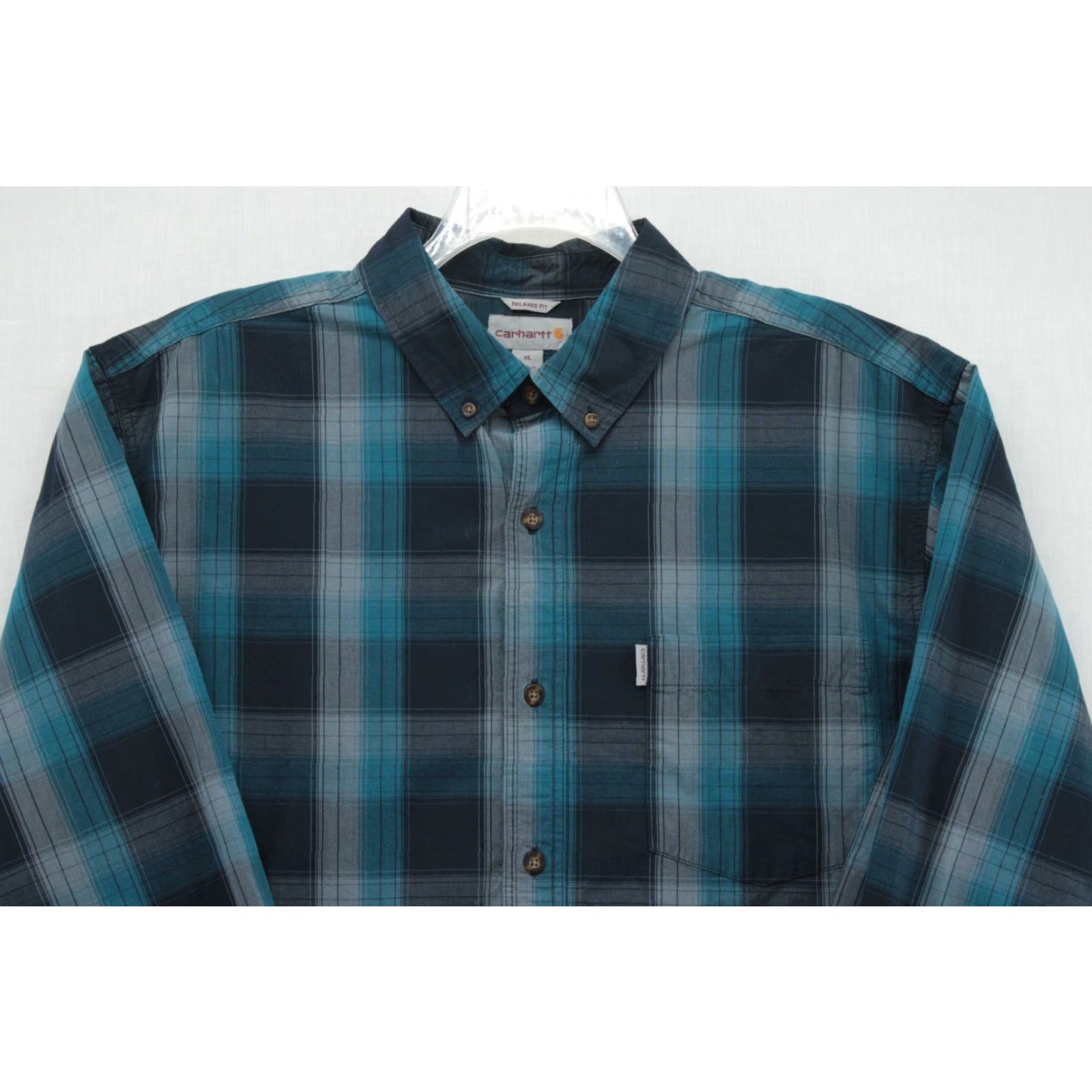 Carhartt Carhartt Button Down Shirt Men XL Blue Plaid Relaxed Fit Long Sleeve 102278 Size US XL / EU 56 / 4 - 2 Thumbnail