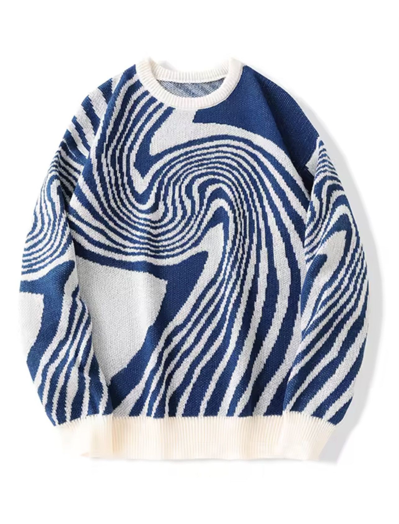 Other Abstract Swirl Knit Sweater Blue White Size L / US 10 / IT 46 - 1 Thumbnail