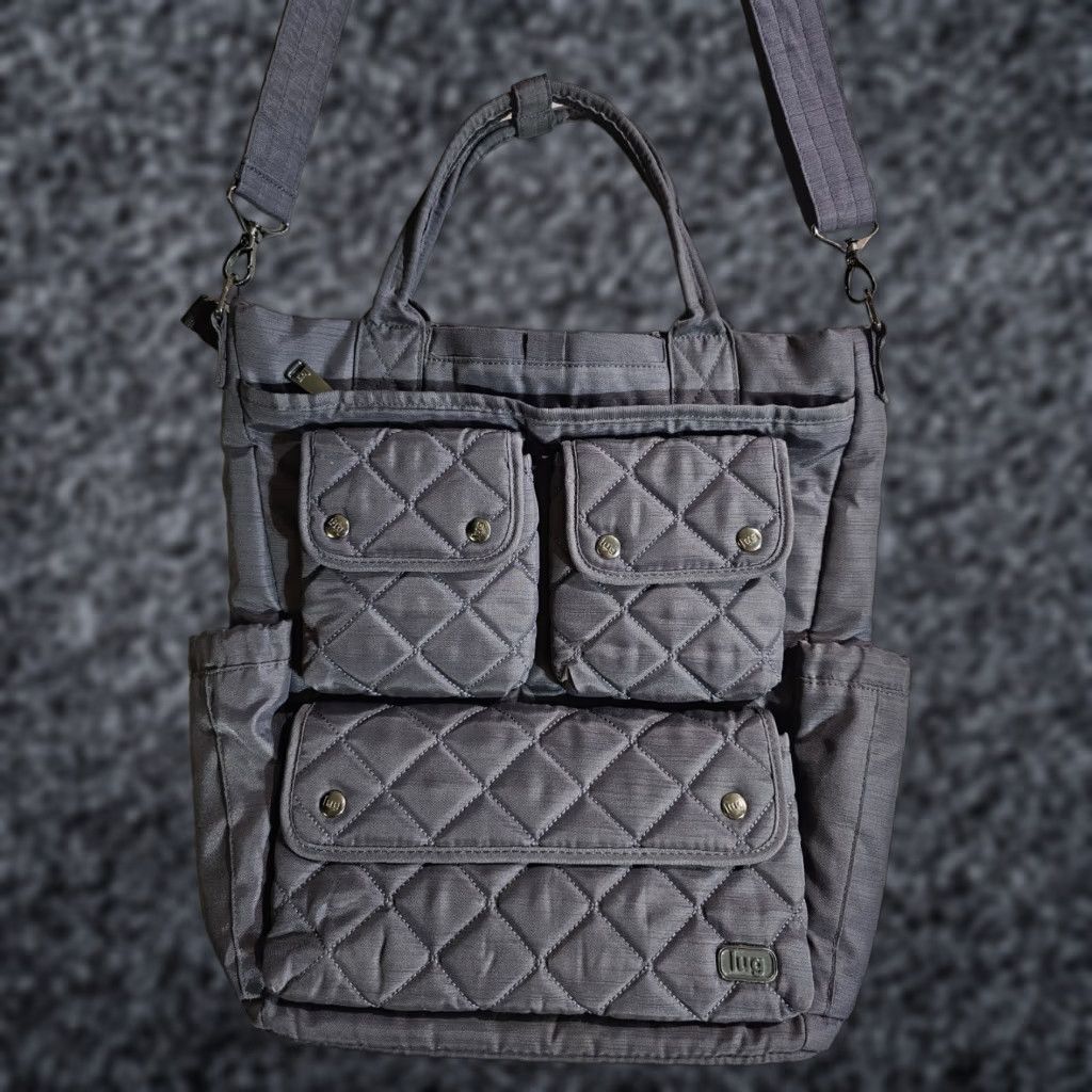 Vintage Lug Charleston Travel Tote Gray Zip Pocket Large Nylon Quilted Bag Women's Size ONE SIZE - 1 Thumbnail