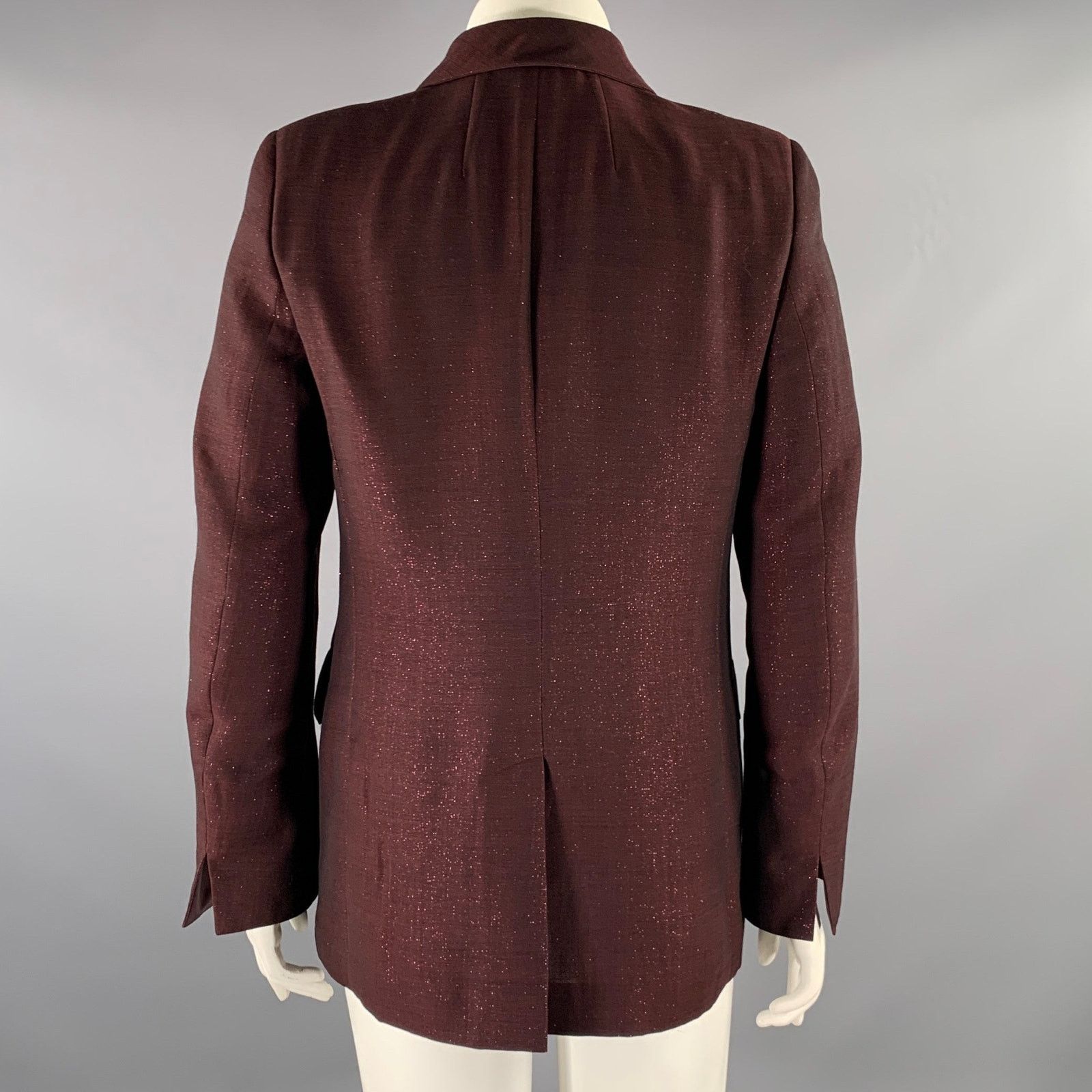 Akris AKRIS Size 12 Burgundy Wool Polyester Sparkly Jacket Size XL / US 12-14 / IT 48-50 - 4 Thumbnail