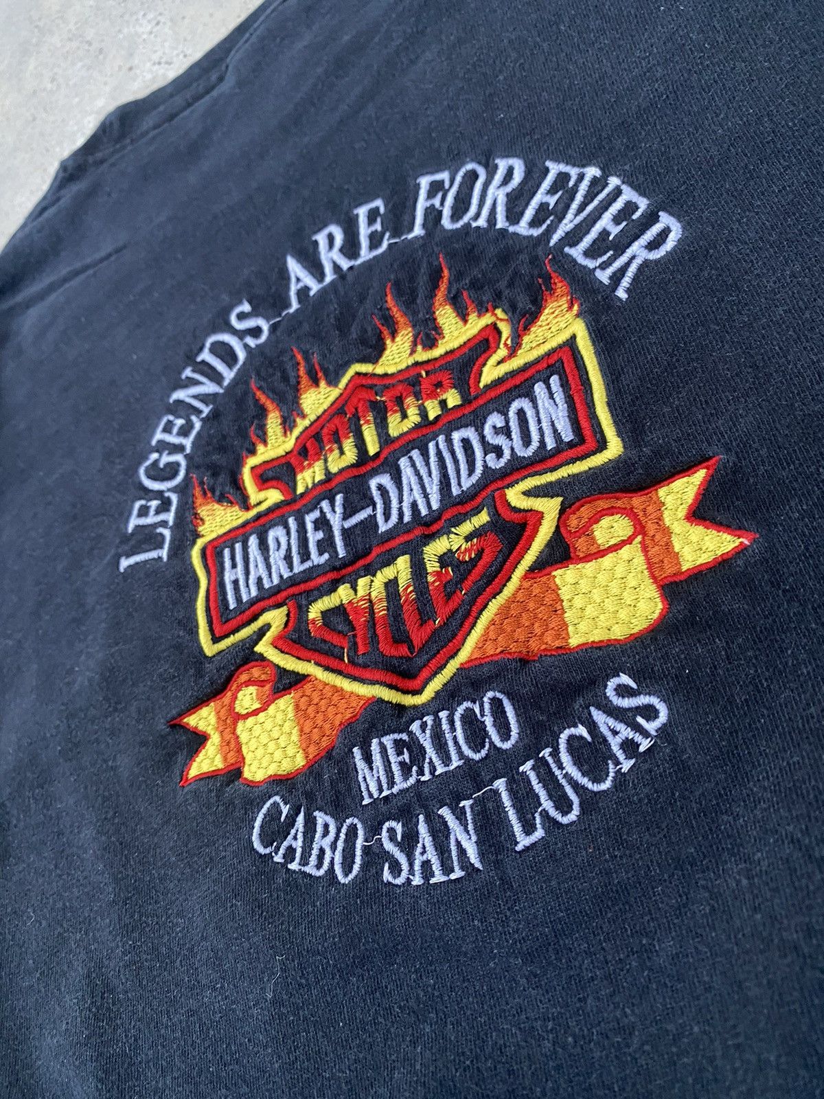 Harley Davidson 2000s Harley Davidson Faded Flame Embroidered Tees Size US XL / EU 56 / 4 - 2 Thumbnail