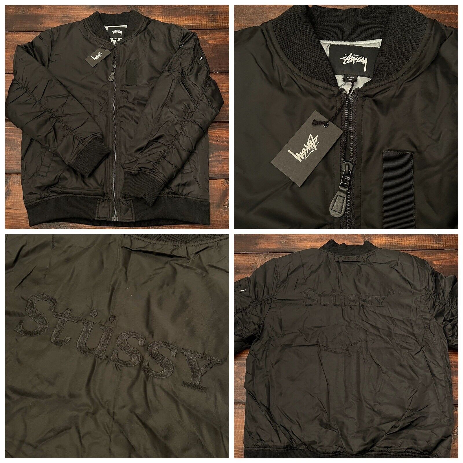 image of Stussy Ma-1 Bomber Jacket in Black, Men's (Size XL)