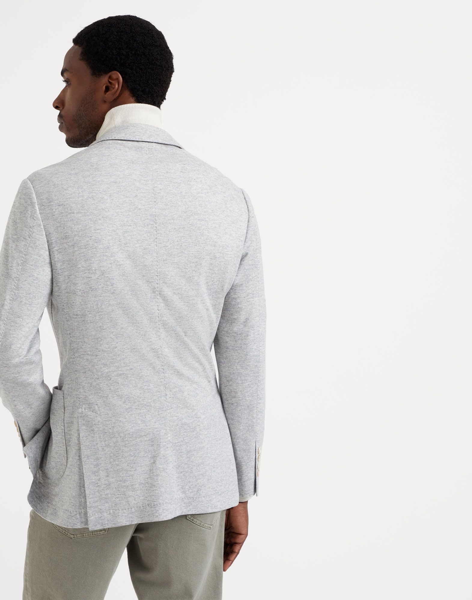 Brunello Cucinelli o1la1rc1a0925 Cashmere Suit-Type Jacket in Light Grey Size US L / EU 52-54 / 3 - 2 Thumbnail
