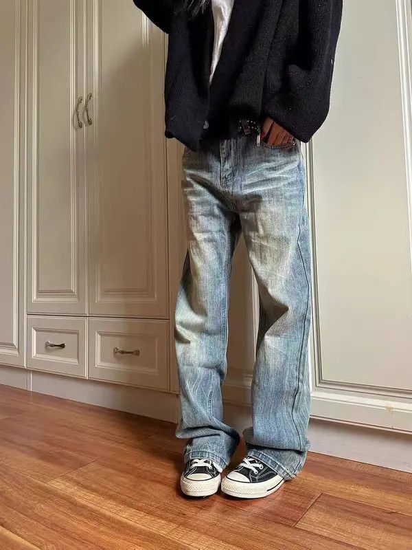 VIBE Street Hip Hop Bamboo Patterned Aged Micro Flare Jeans Size US 32 / EU 48 - 1 Thumbnail