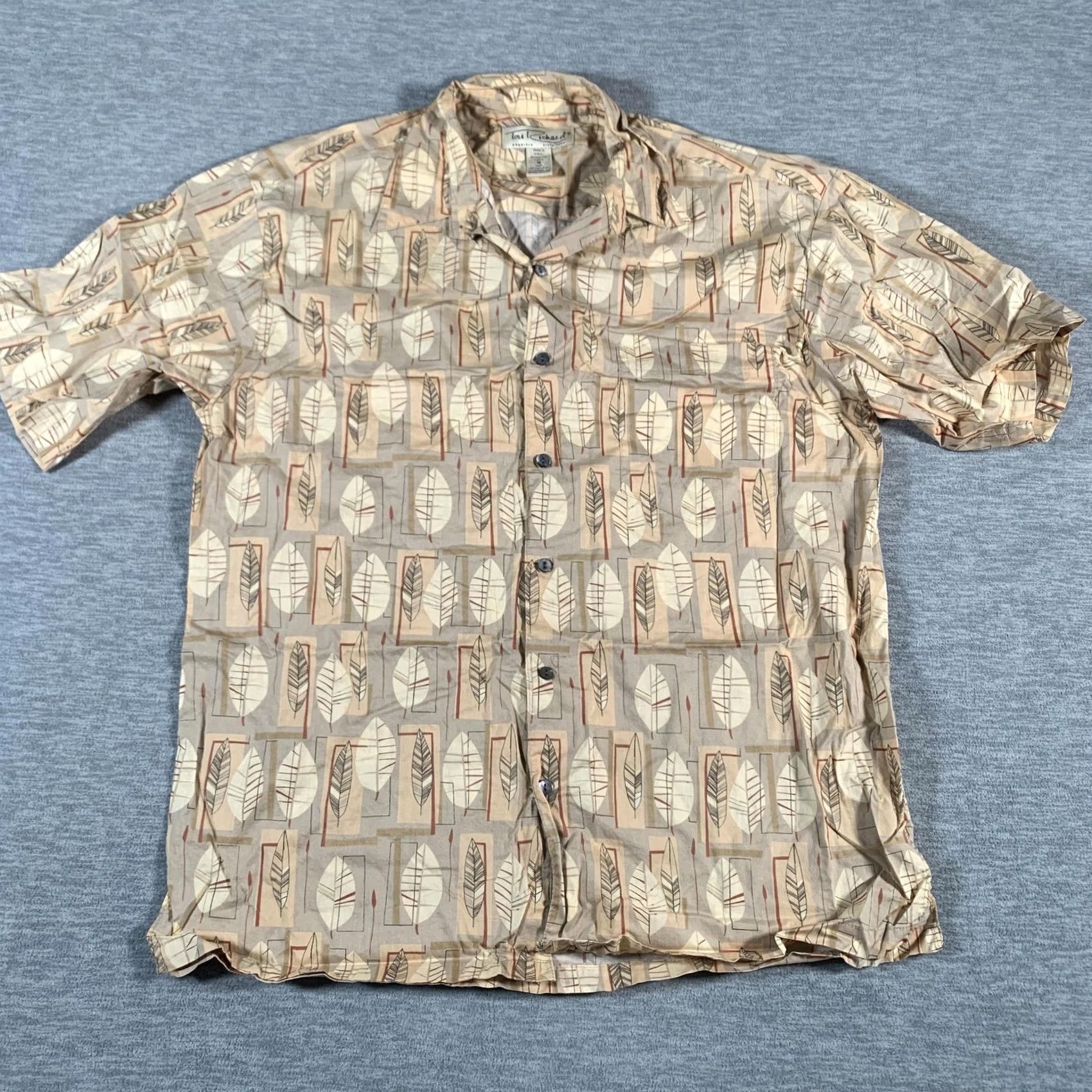 Tori Richard Tori Richard Shirt Mens Medium Beige Brown Leaf Print Button Up Cotton Hawaii Size US M / EU 48-50 / 2 - 2 Thumbnail