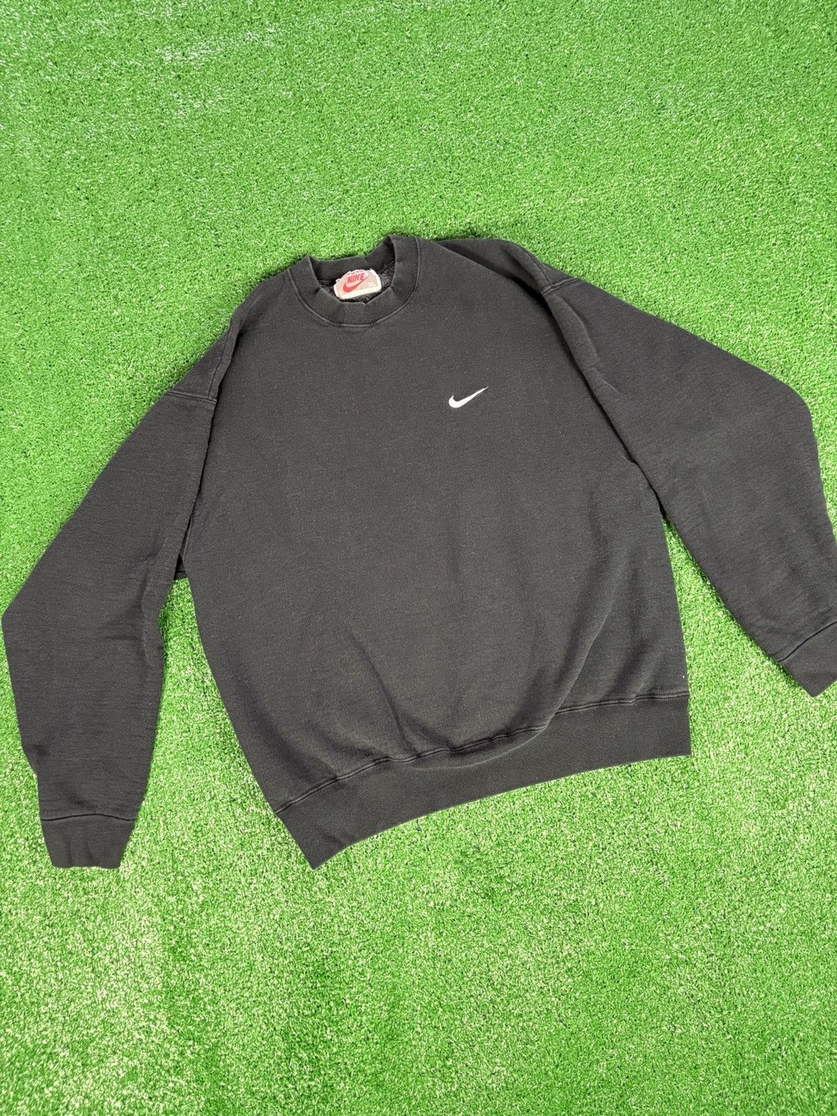 Nike × Vintage Vintage 1980s Nike Black embroider swoosh crewneck Size US XL / EU 56 / 4 - 2 Thumbnail