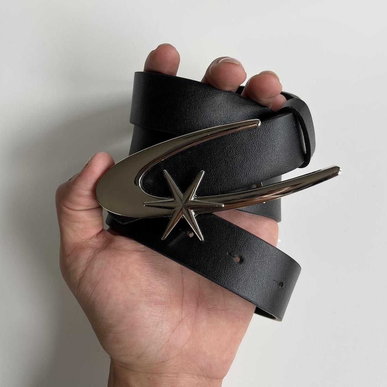 Japanese Brand y2k style chrome shooting star futuristic emblem grunge belt Size ONE SIZE - 4 Thumbnail