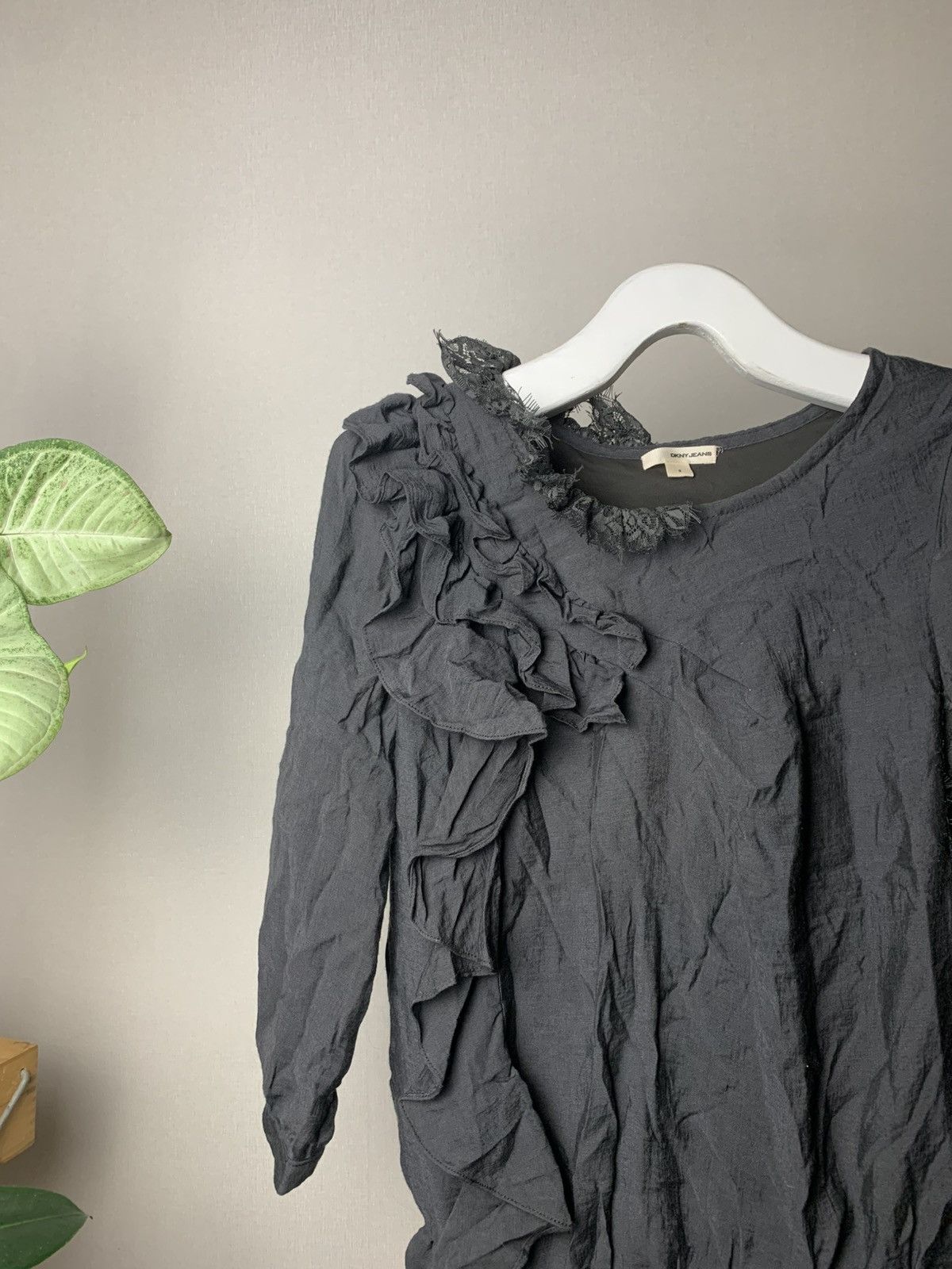 DKNY × Donna Karan Y2K Donna Karan DKNY Vintage Crazy Viscose Ruffle Mini Dress Size M / US 6-8 / IT 42-44 - 2 Thumbnail