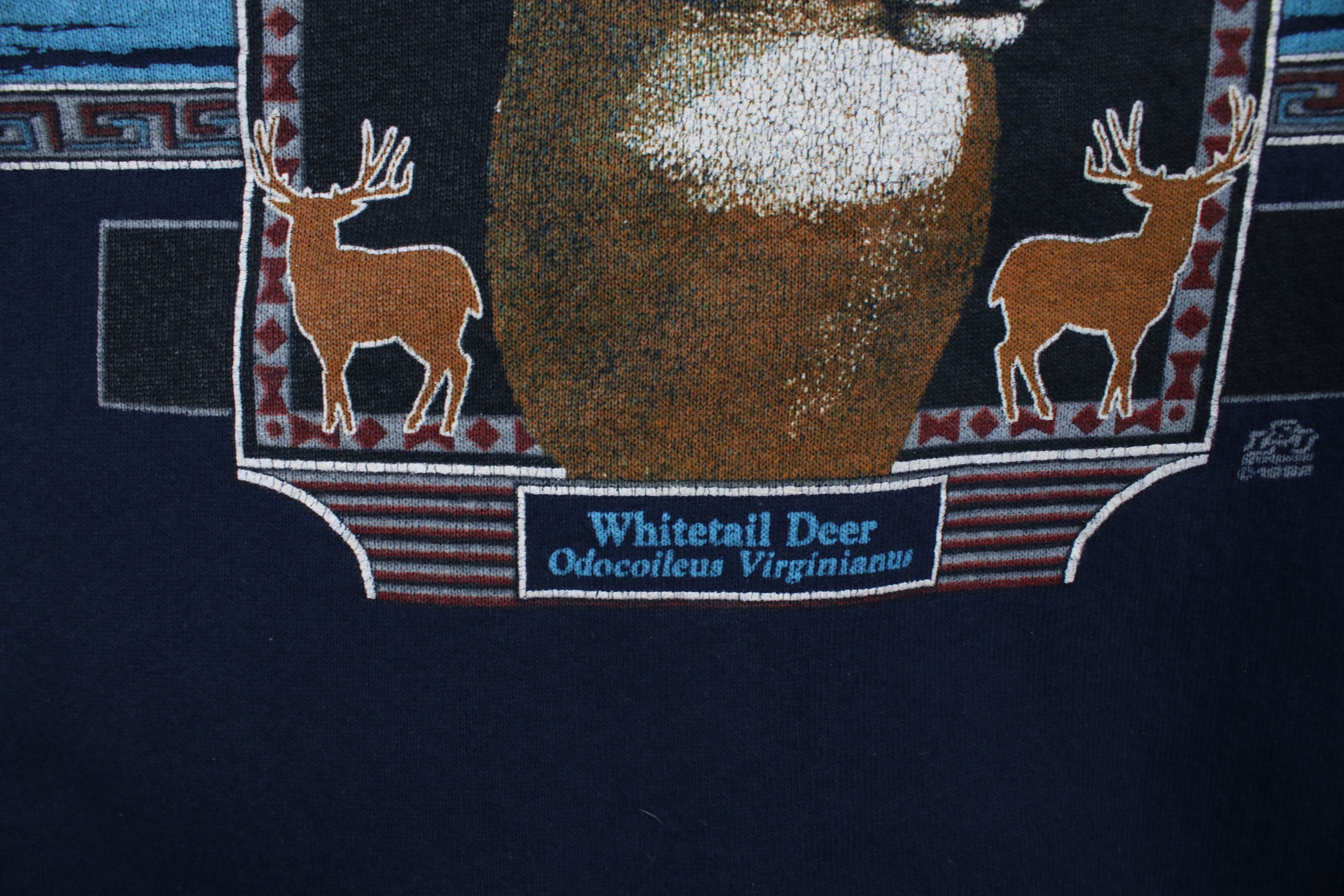Vintage Vintage 90s Streetwear Whitetail Deer Buck Sweatshirt USA Size US XL / EU 56 / 4 - 6 Thumbnail