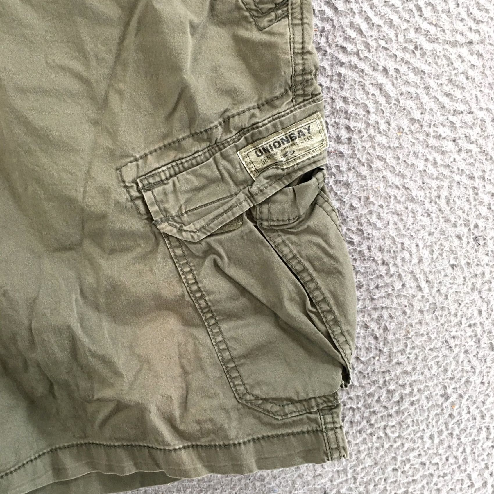 Vintage Unionbay Cargo Short Mens 38 Mid Rise Cotton Blend Zip Fly Flat Front Green Size US 38 / EU 54 - 5 Thumbnail