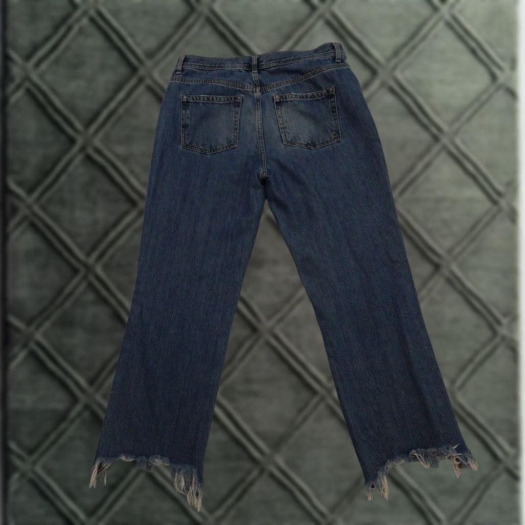 Vintage We The Free Womens Jeans 29 (29X27) Wide-Leg Baggy Fray Hem Blue Stripe Size 29" - 1 Thumbnail