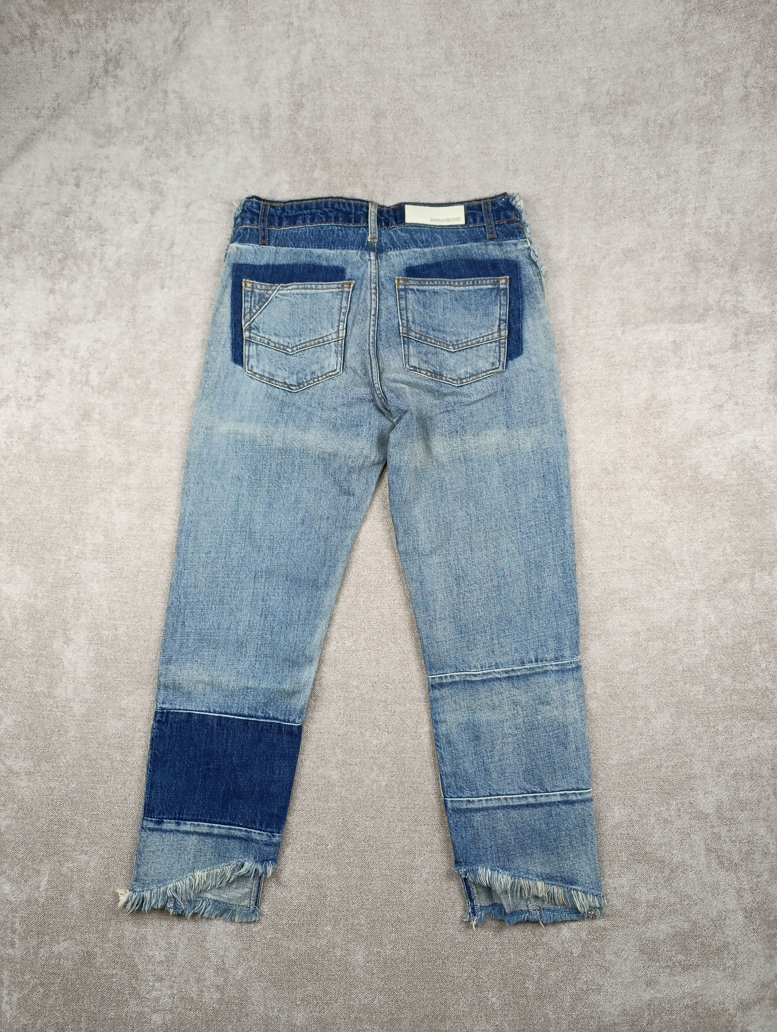 ZADIG VOLTAIRE DELUXE BOYFIX PATCHWORK BOYFRIEND JEANS BLUE
