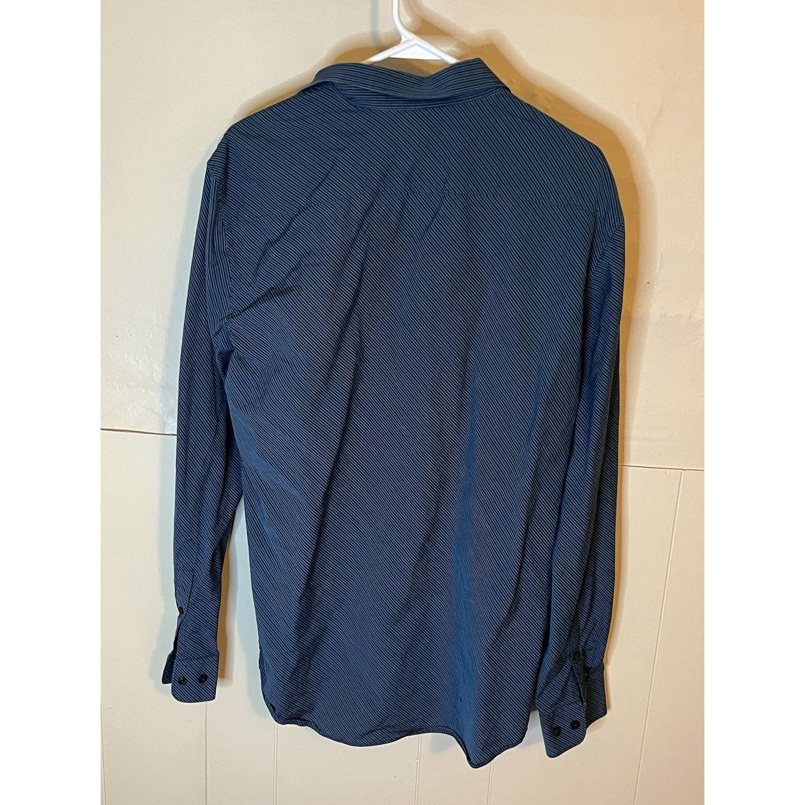 Perry Ellis Perry Ellis Mens XL Blue Striped Button Up Dress Shirt Size US XL / EU 56 / 4 - 4 Thumbnail