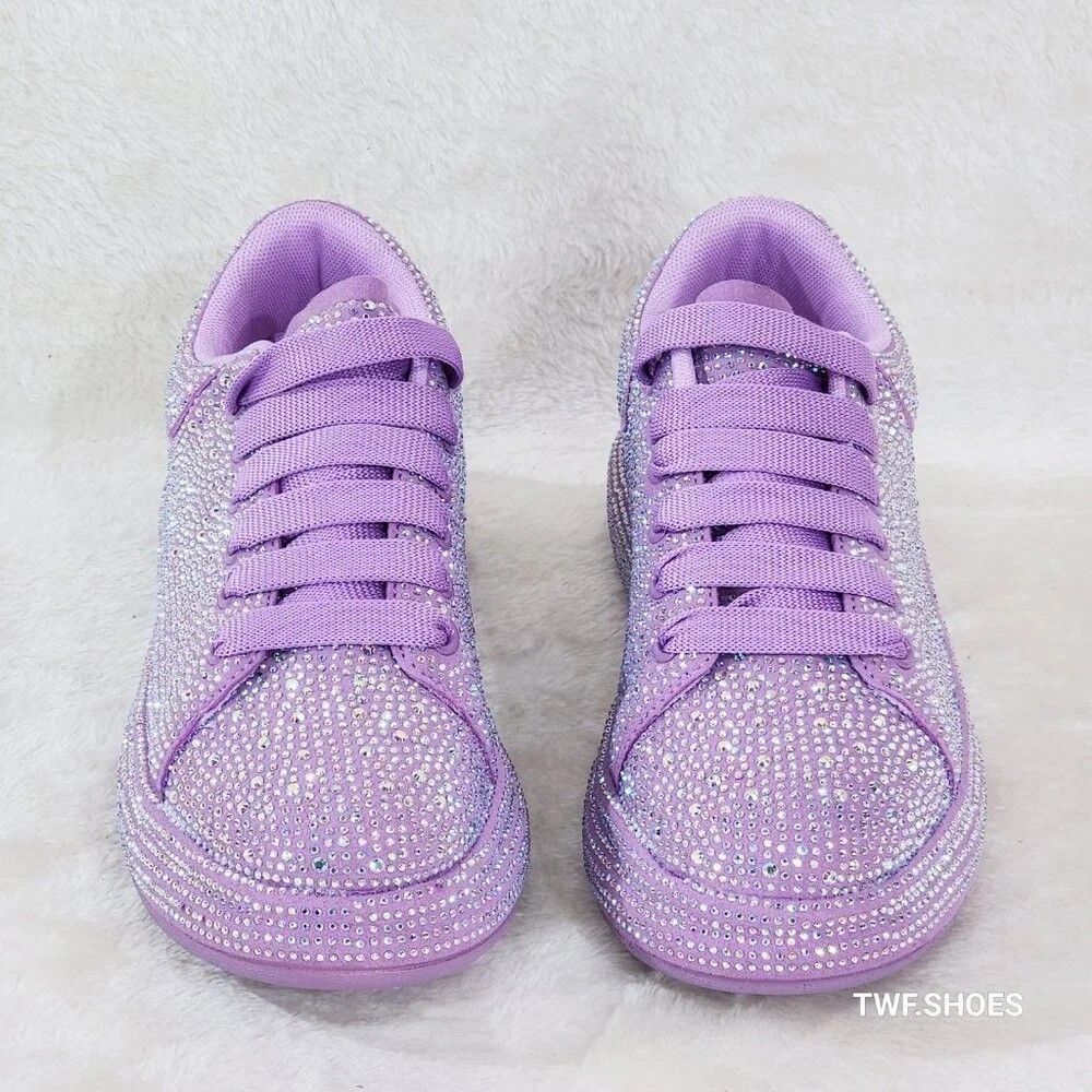 Other Dazzle Cush Lilac Purple Rhinestone Comfy Platform Sneakers Size US 5 / IT 35 - 4 Thumbnail