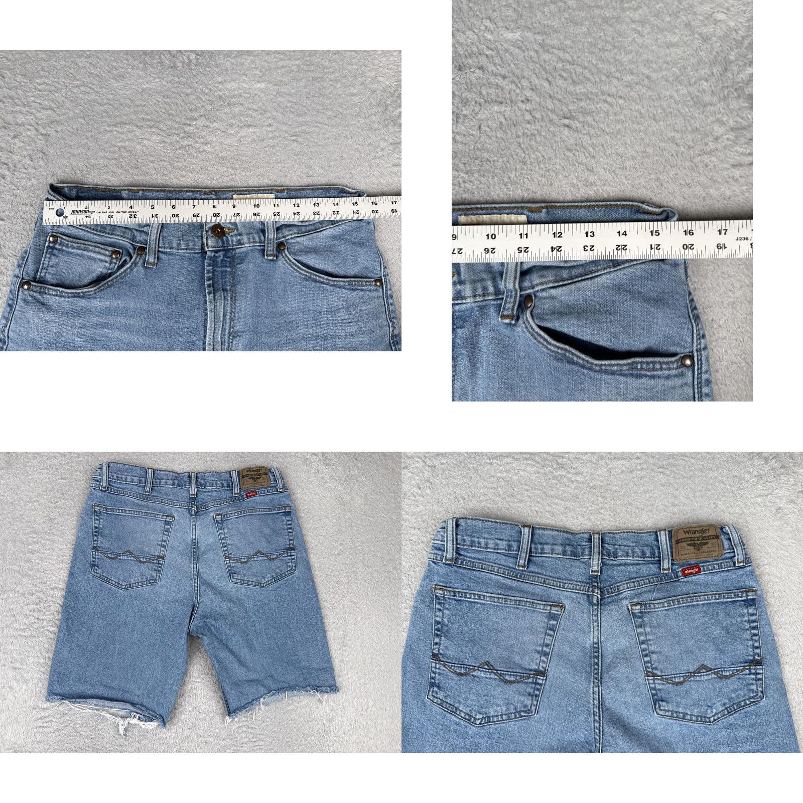 Wrangler Wrangler Denim Shorts Mens 34x9 Blue Relaxed Boot Cutoff Raw Hem Frayed Stretch Bermuda Shorts - 5-Pocket Size US 34 / EU 50 - 9 Thumbnail
