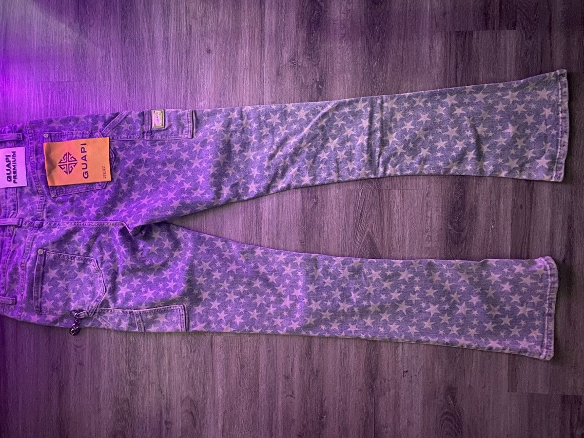 GUAPI Guapi Clothing Vintage Blue Laser Stars Denim Jeans Size US 34 / EU 50 - 4 Thumbnail