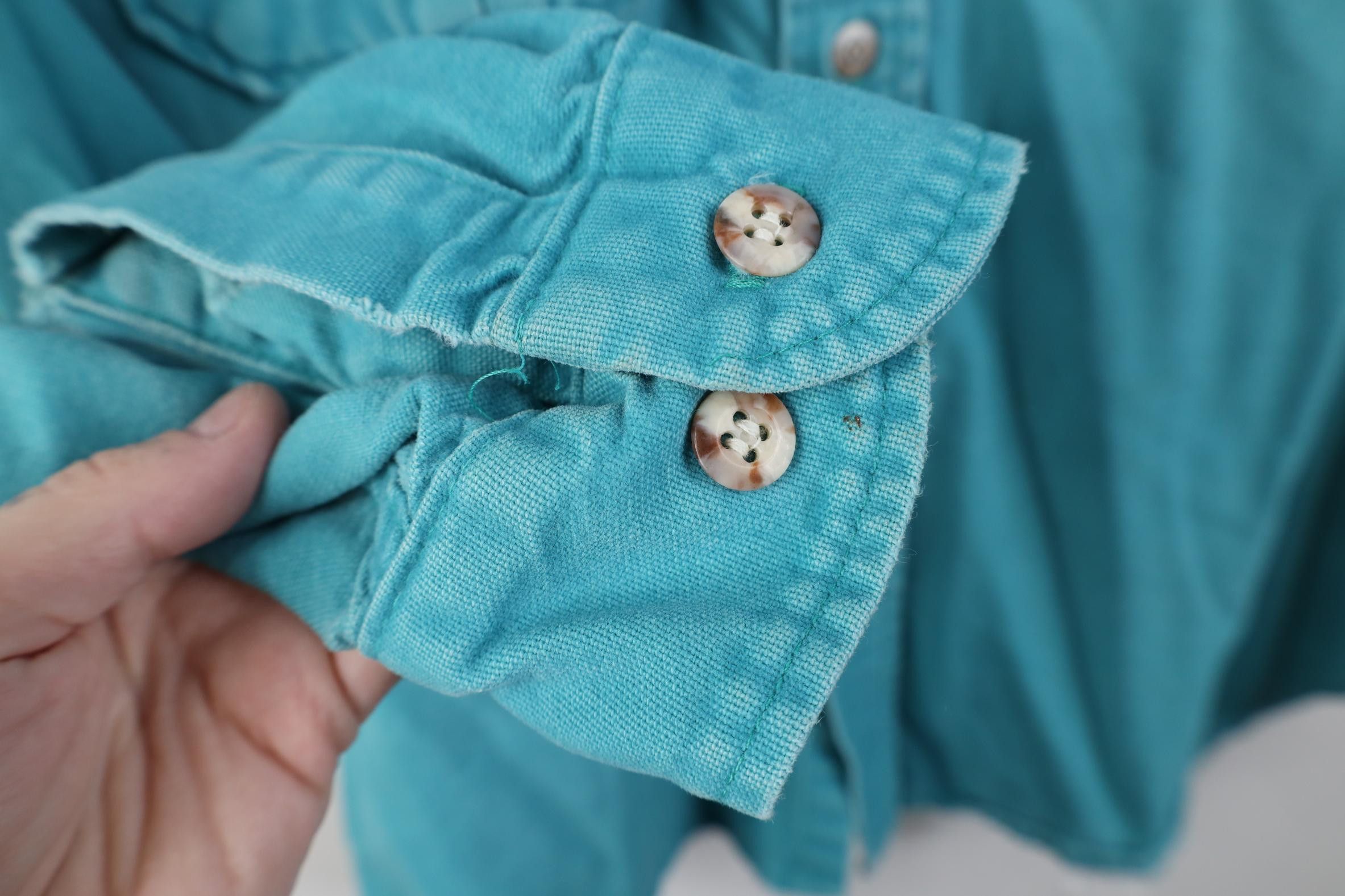 Cabelas Vintage 90s Cabelas Chamois Cloth Collared Button Shirt Teal Size US L / EU 52-54 / 3 - 5 Thumbnail