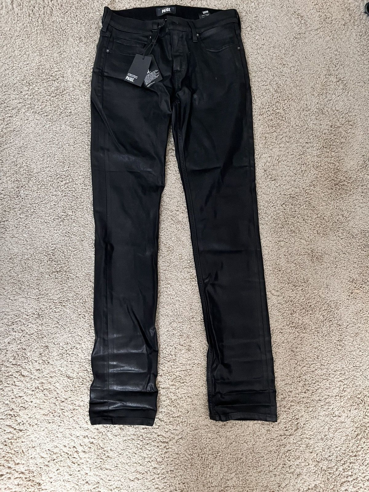 Paige NWT Paige Lennox Black Coated Waxed Denim SLP Fit Size US 30 / EU 46 - 1 Thumbnail