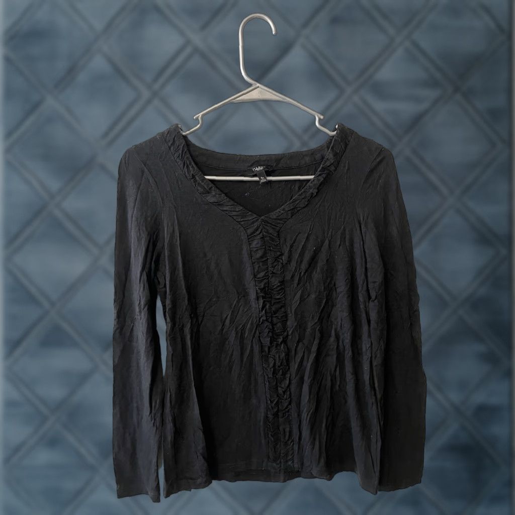 Talbots Talbots Pullover Shirt Women Black Long Sleeve V-Neck Cotton Blend PS Petite Size SP Size S / US 4 / IT 40 - 1 Thumbnail