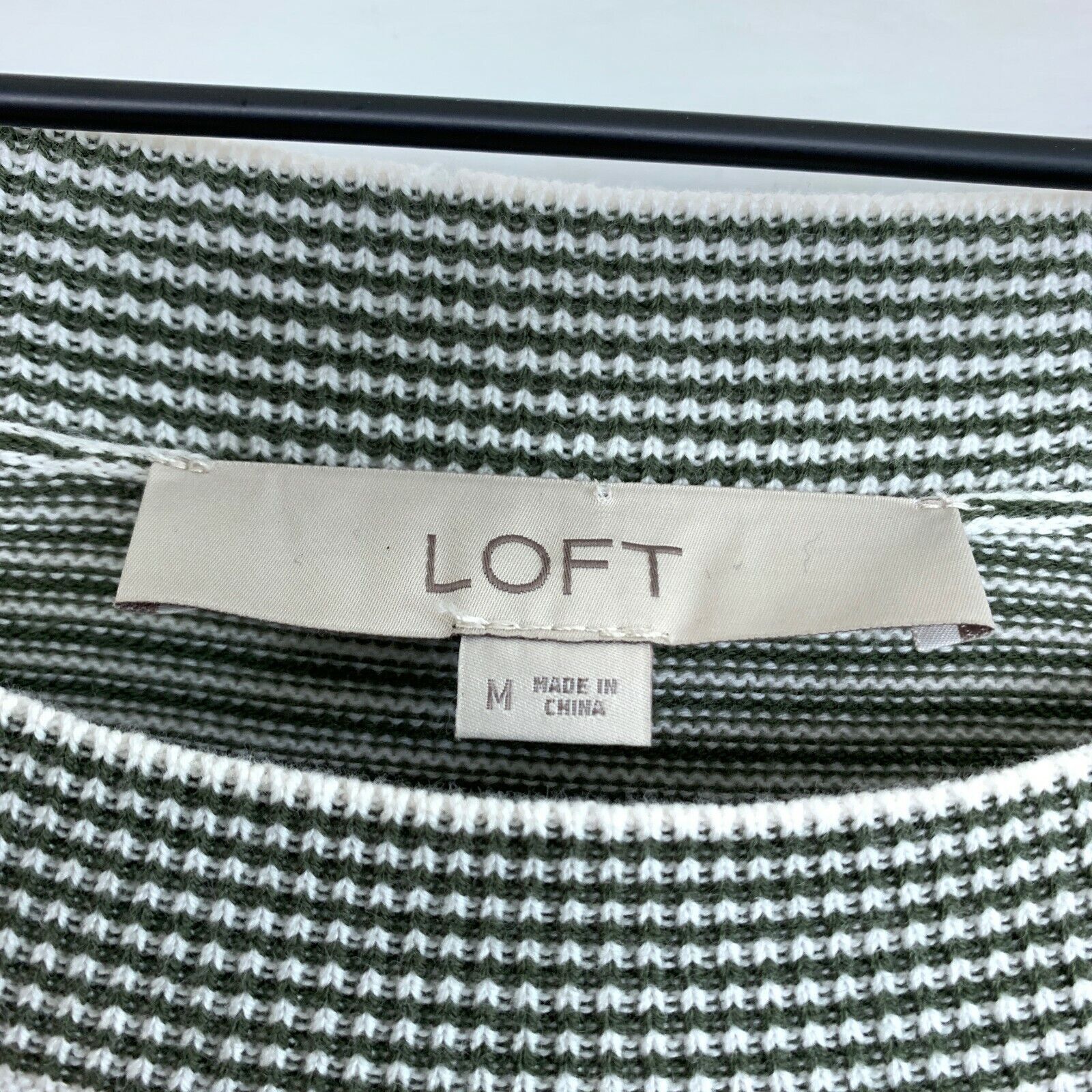 Loft LOFT Striped Cutout Swing Sweater Gray White Flare Ribbed M Size M / US 6-8 / IT 42-44 - 7 Thumbnail