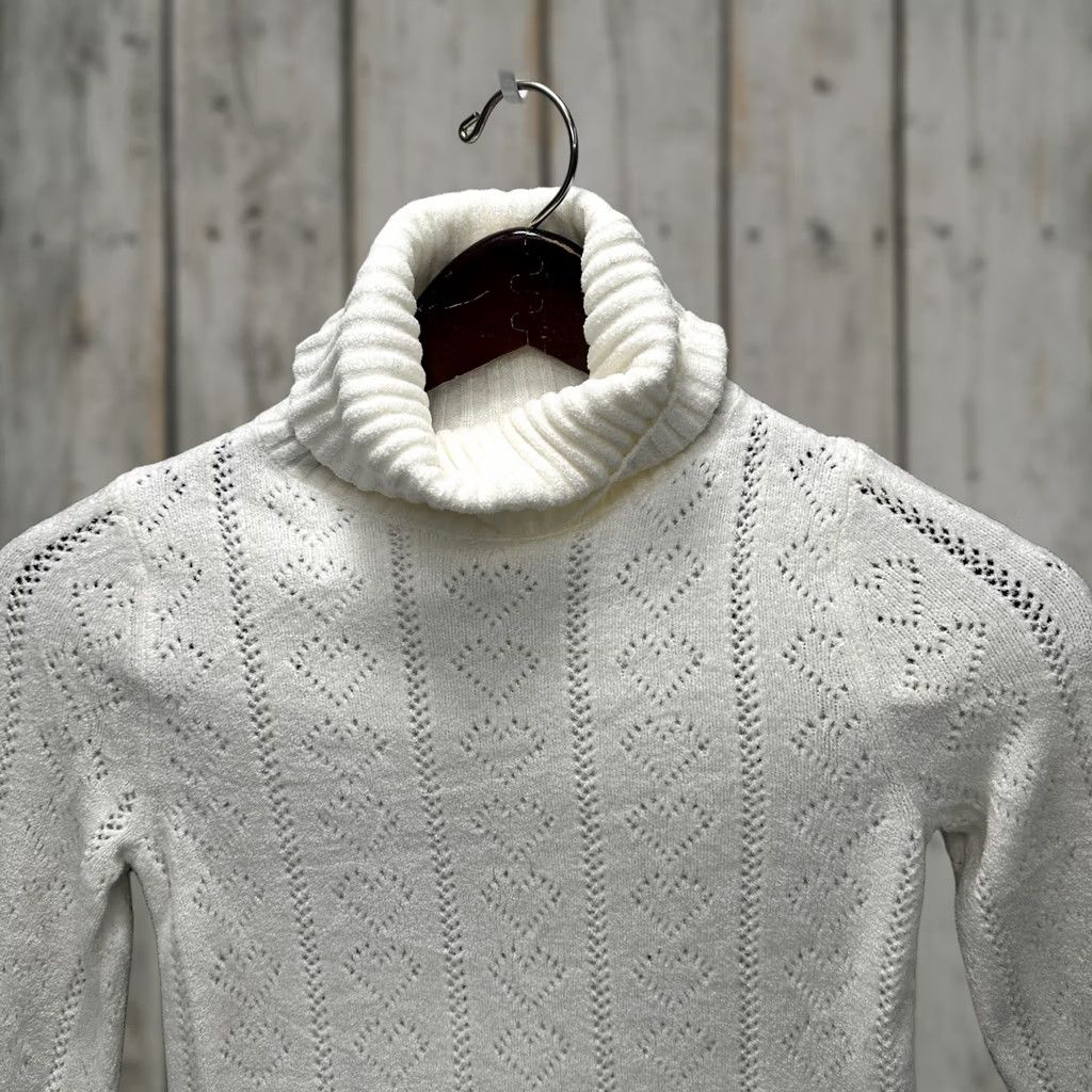 Vintage Maeve Sweater Womens XXS White Turtleneck Knit Pullover Heart Pattern Luxury Knitwear Size XXS / US 00 / IT 34 - 1 Thumbnail
