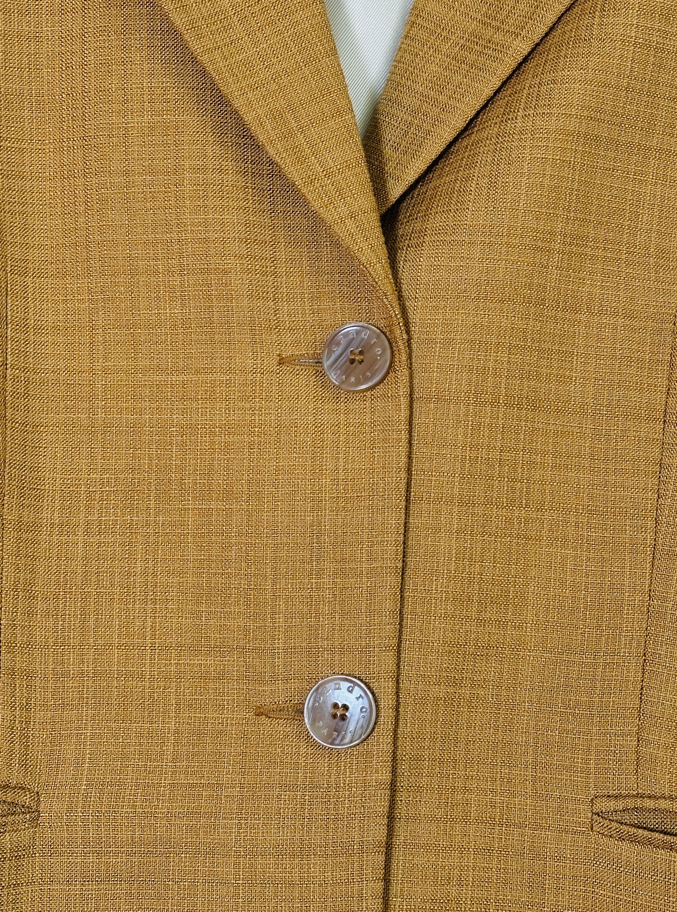 Sandro Mustard Yellow Single Breasted Blazer Size XS / US 0-2 / IT 36-38 - 3 Thumbnail