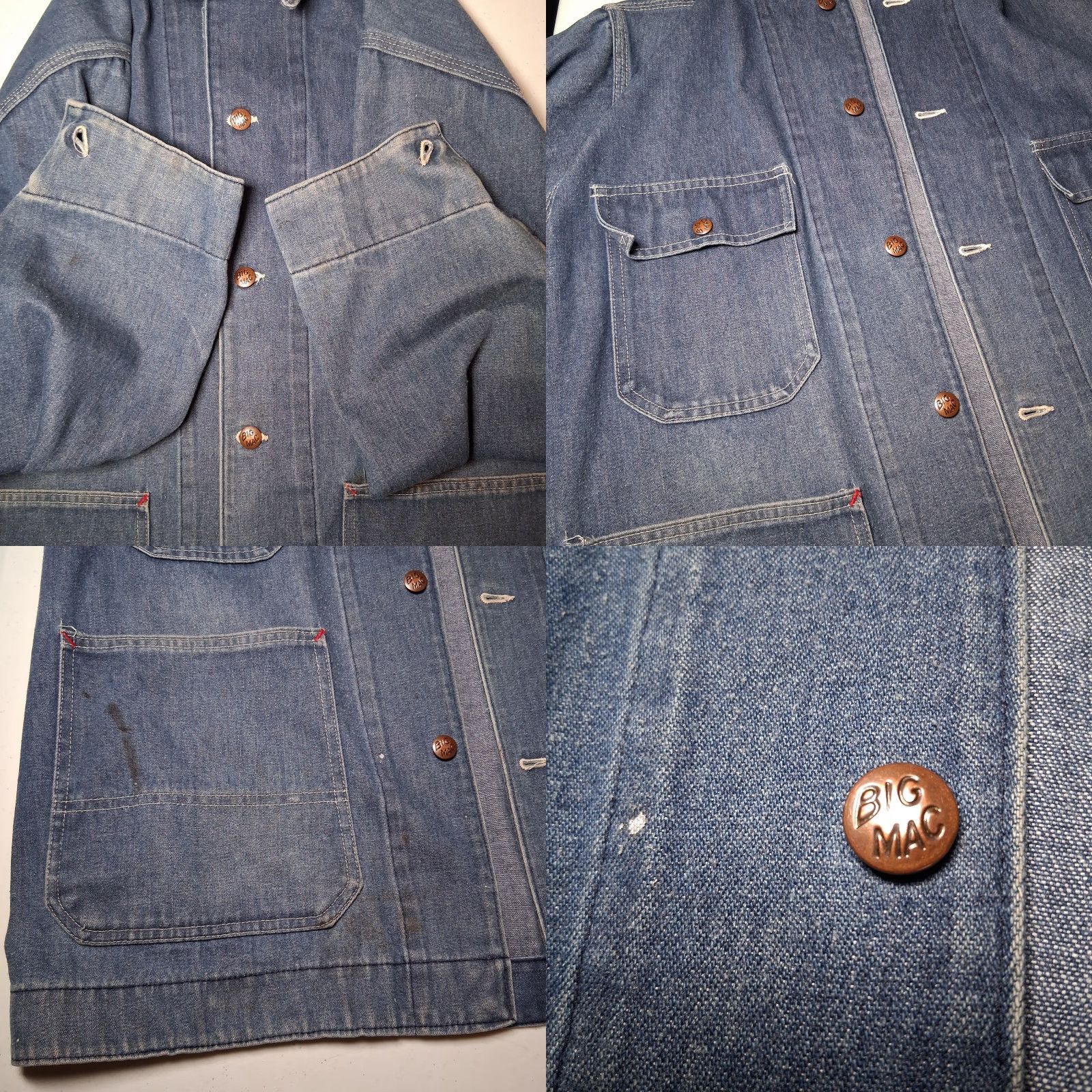 Vintage VINTAGE Big Mac Denim Jean Jacket Blue Chore Barn Work Workwear Utility READ Jacket Men L Blue Denim Casual Workwear fall spring winter 90s? Size US 33 - 9 Thumbnail