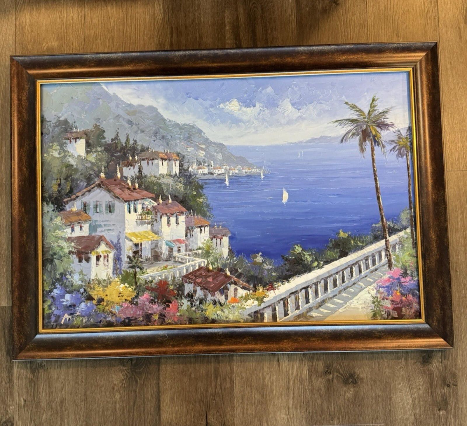 Other Original Signed Oil Painting Mediterranean Coastal Village S Size ONE SIZE - 3 Thumbnail