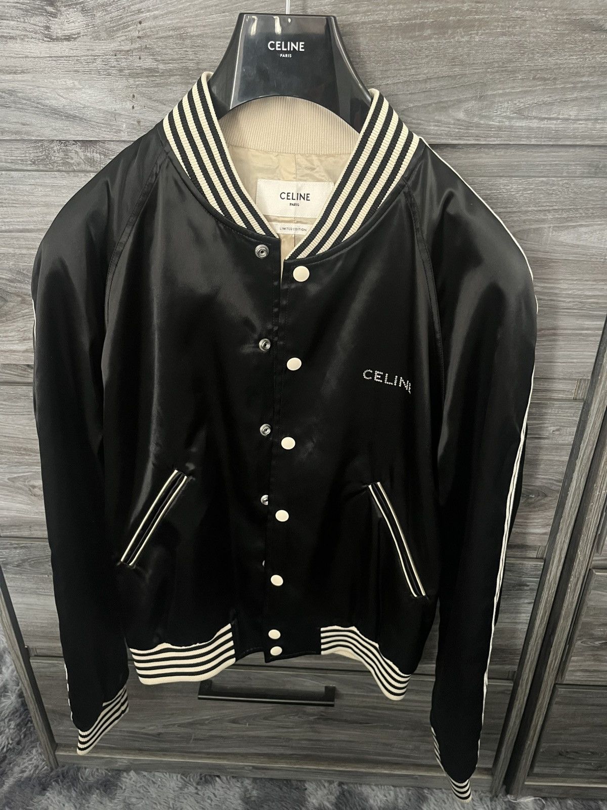 Celine Celine Crystal Embroidered Satin Bomber Size US M / EU 48-50 / 2 - 3 Thumbnail