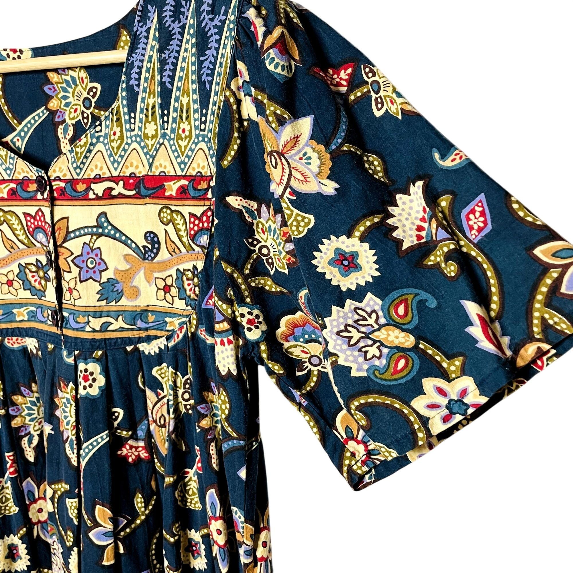 Other Womens Midi Floral Prairie Dress Vintage Handmade Blue Size Size S / US 4 / IT 40 - 4 Thumbnail