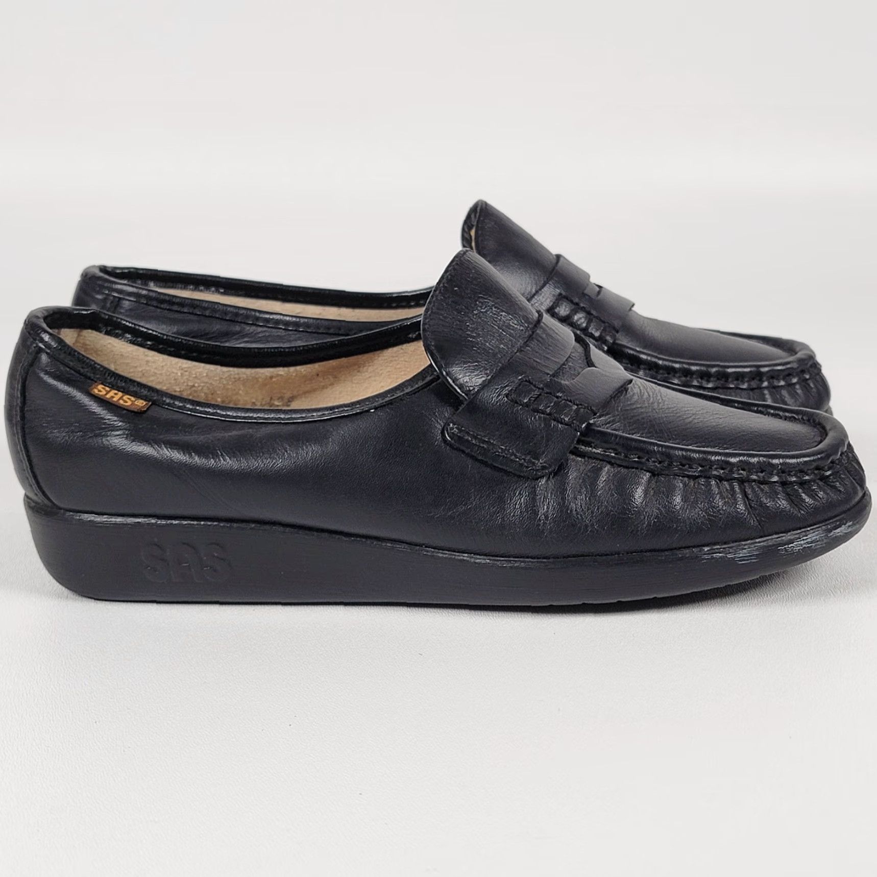 SAS SAS Classic Black Leather Slip On Loafers Womens Size 7 M Comfort Orthotic Casual Shoes Size US 7 / IT 37 - 3 Thumbnail