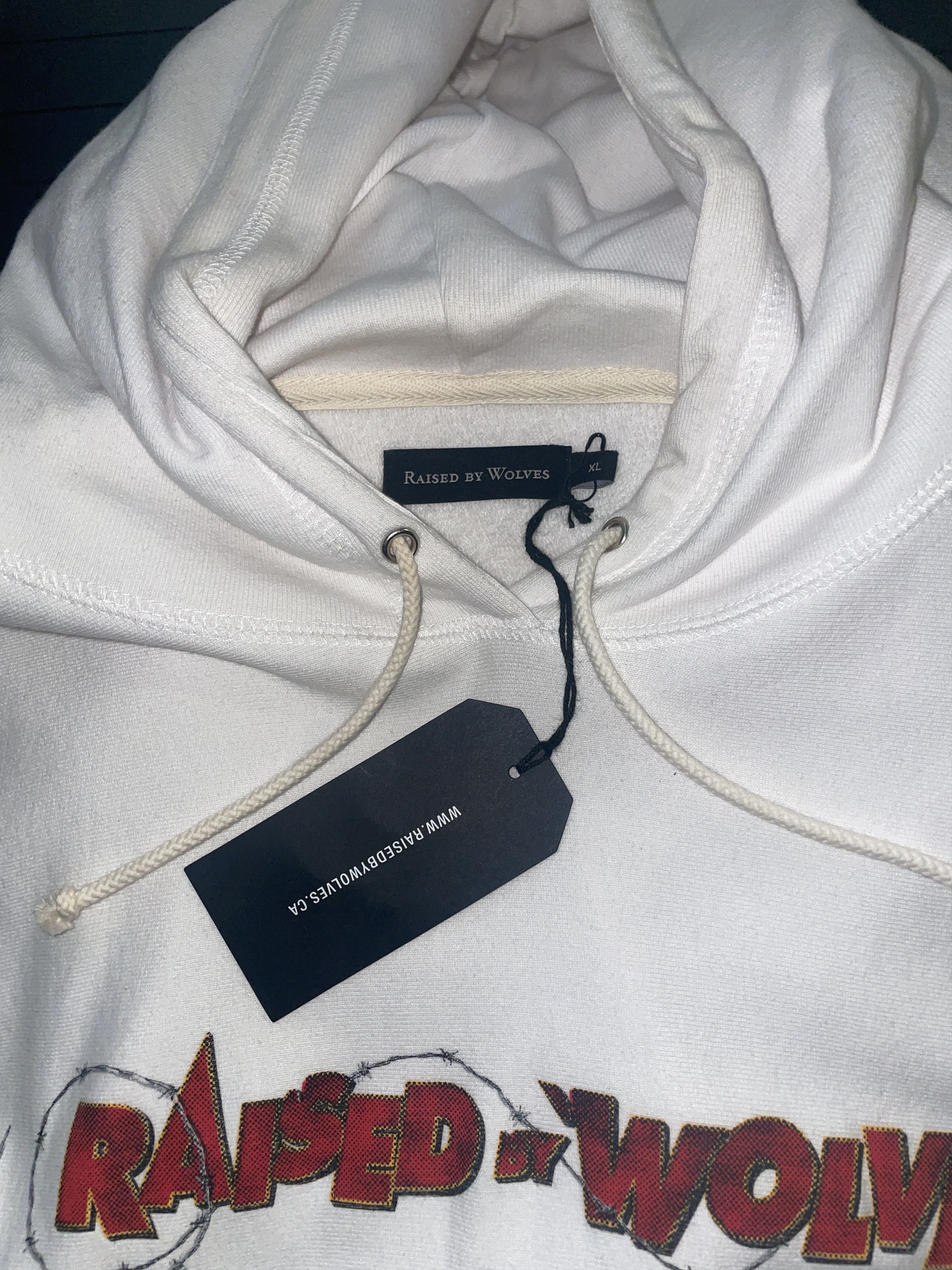 Raised By Wolves White Barb Wire Logo Hoodie Size US XL / EU 56 / 4 - 3 Thumbnail