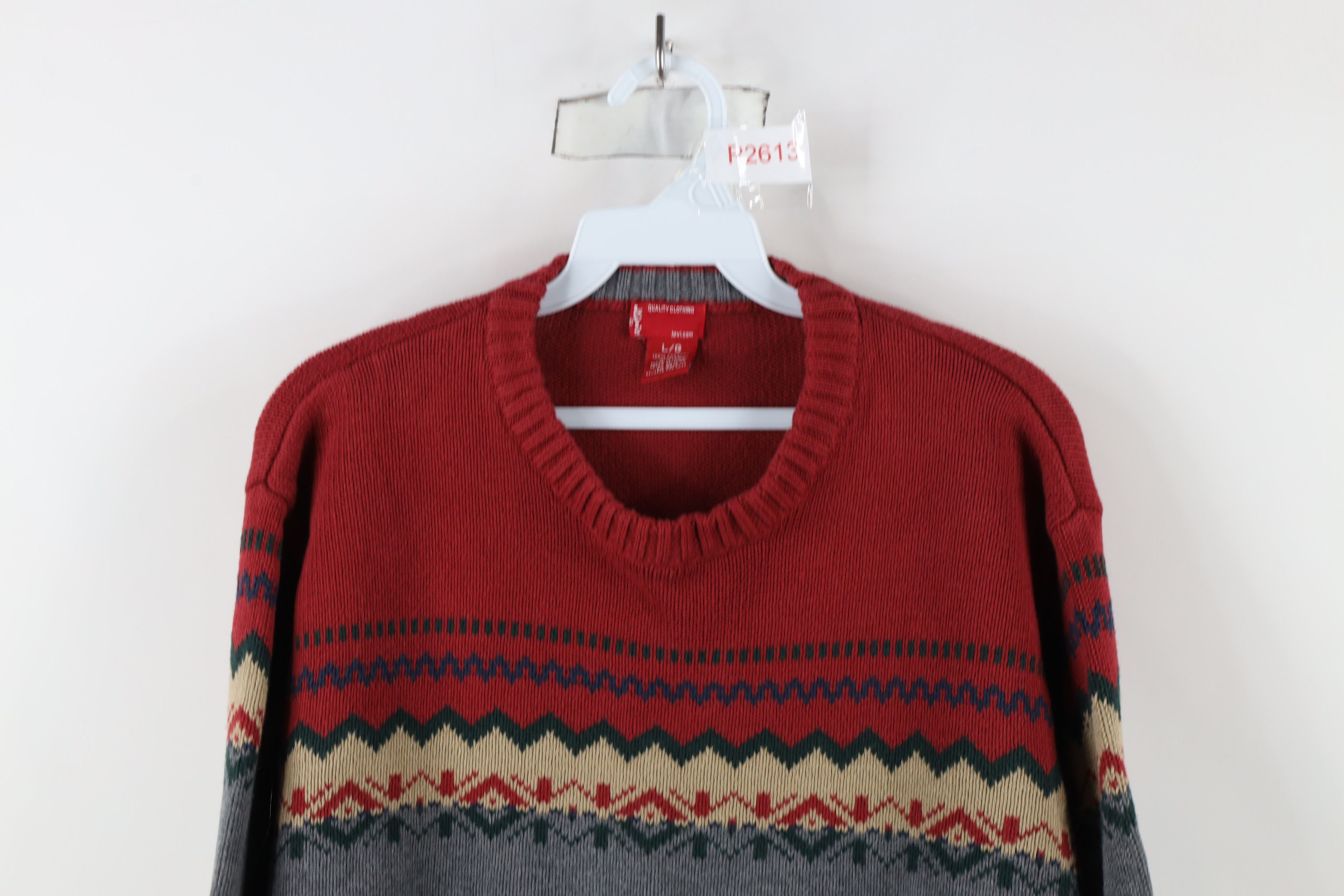 Levi's × Vintage Vintage Levis Out Cotton Fair Isle Knit Crewneck Sweater Size US L / EU 52-54 / 3 - 2 Thumbnail