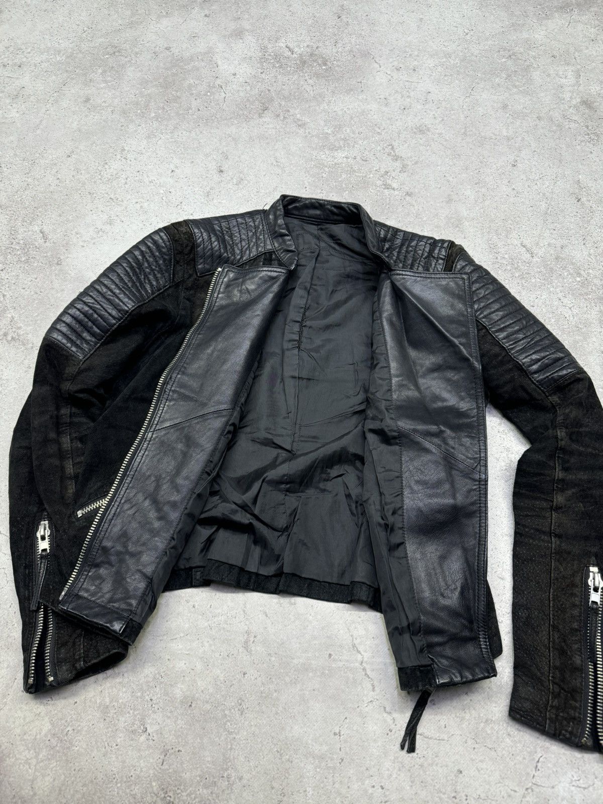 Other Vintage Faded Multi-Zip Leather Jacket Size US M / EU 48-50 / 2 - 8 Thumbnail