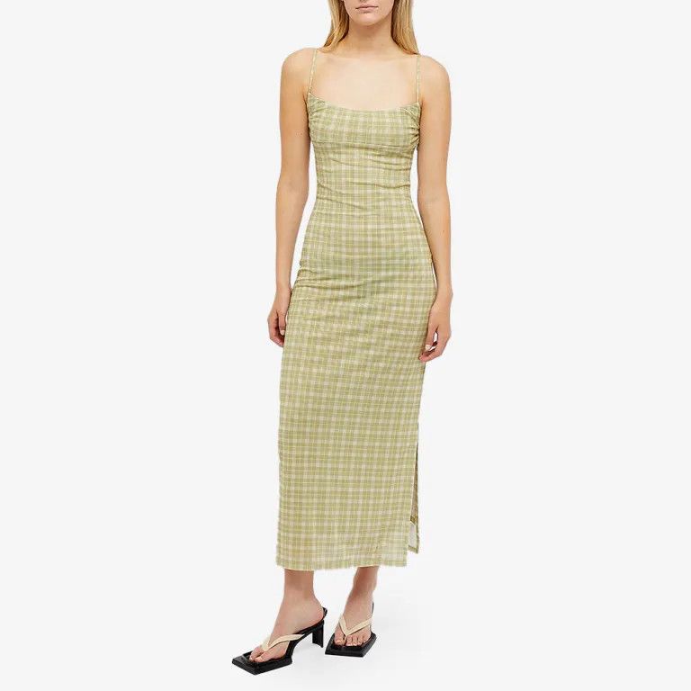 Miaou o1mle0425 Plaid Thais Midi Dress in Lemon Size L / US 10 / IT 46 - 3 Thumbnail