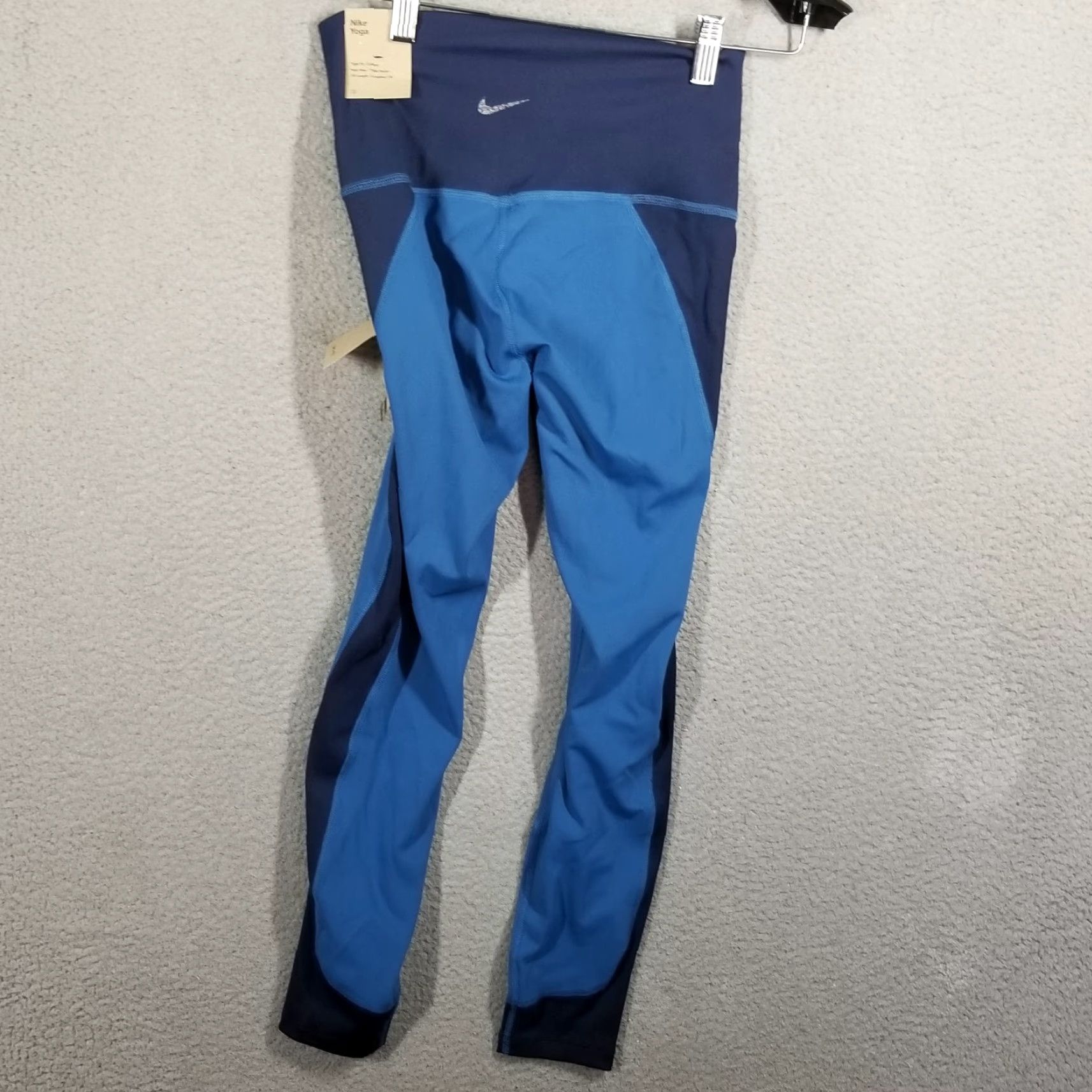 Nike Nike Women's Medium Blue Leggings Yoga High-Waisted Ribbed-Panel Stretch Compression Activewear Size 32" / US 10 / IT 46 - 3 Thumbnail