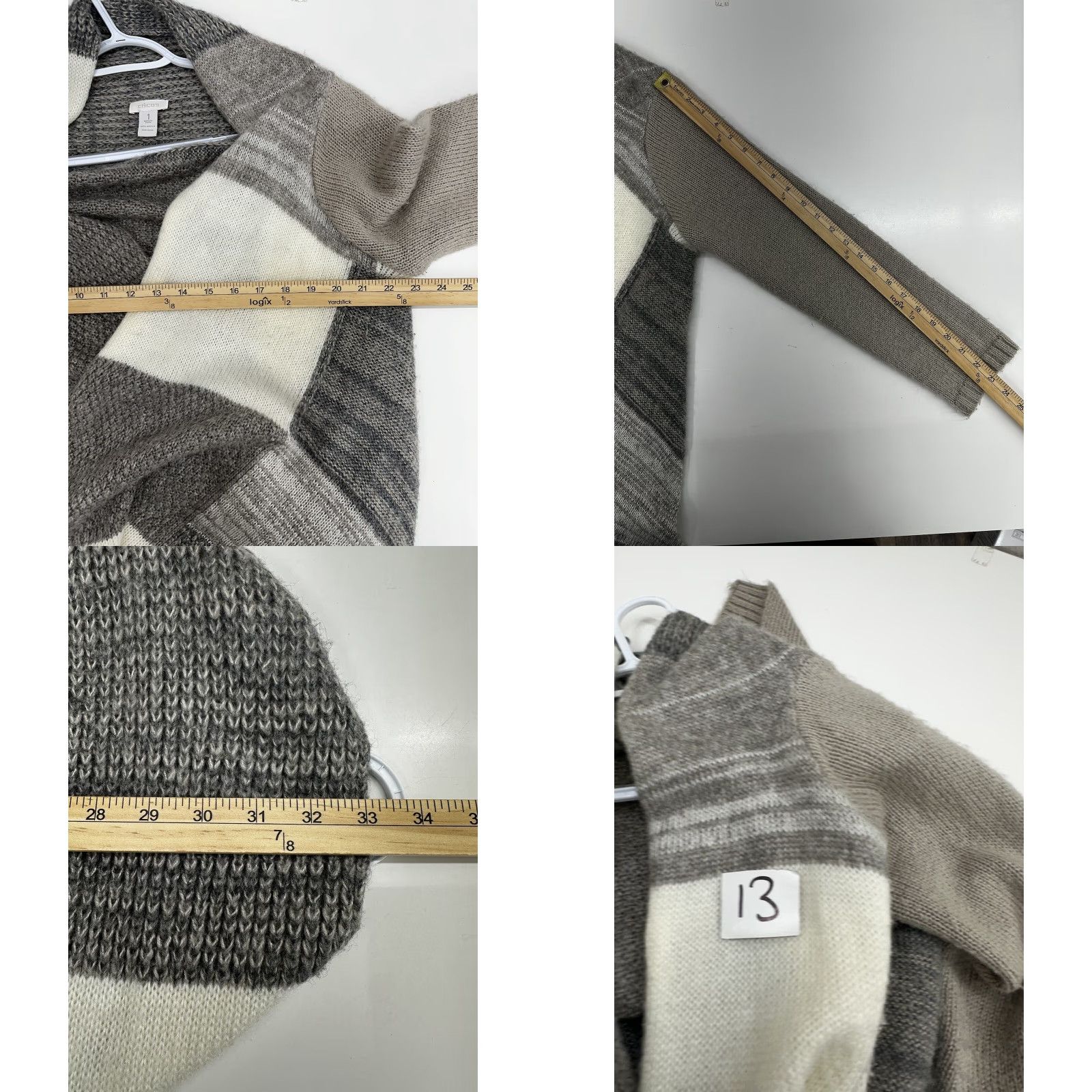 Vintage Chicos Womens Sweater Open Front Patchwork Cardigan Size 1 Small Brown Knit Winter Fall Bohemian Shirt Ladies Mens? Size XS / US 0-2 / IT 36-38 - 8 Thumbnail