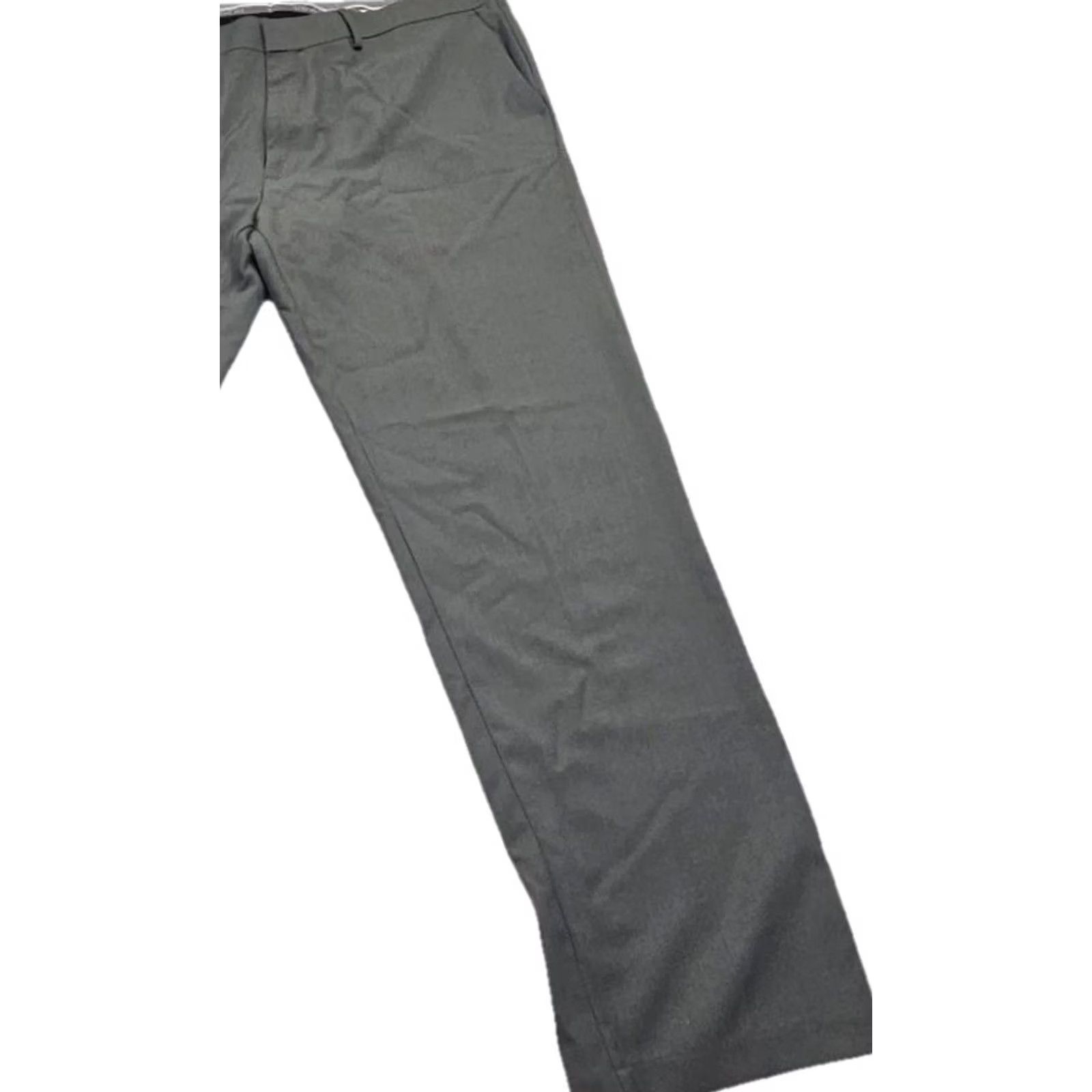 Haggar HAGGAR Men’s Straight Fit Premium Gray Dress Pant 40 X 30 Flat Front Hook & Eye Zip Classic Pockets Straight Leg Black/Gray Dress Pants Mens Size US 40 / EU 56 - 3 Thumbnail