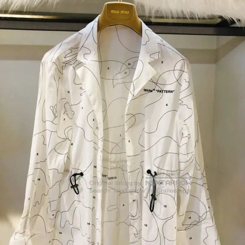Off-White Off-White Patterned Mid-Length Cotton Dress . Size XS / US 0-2 / IT 36-38 - 3 Thumbnail