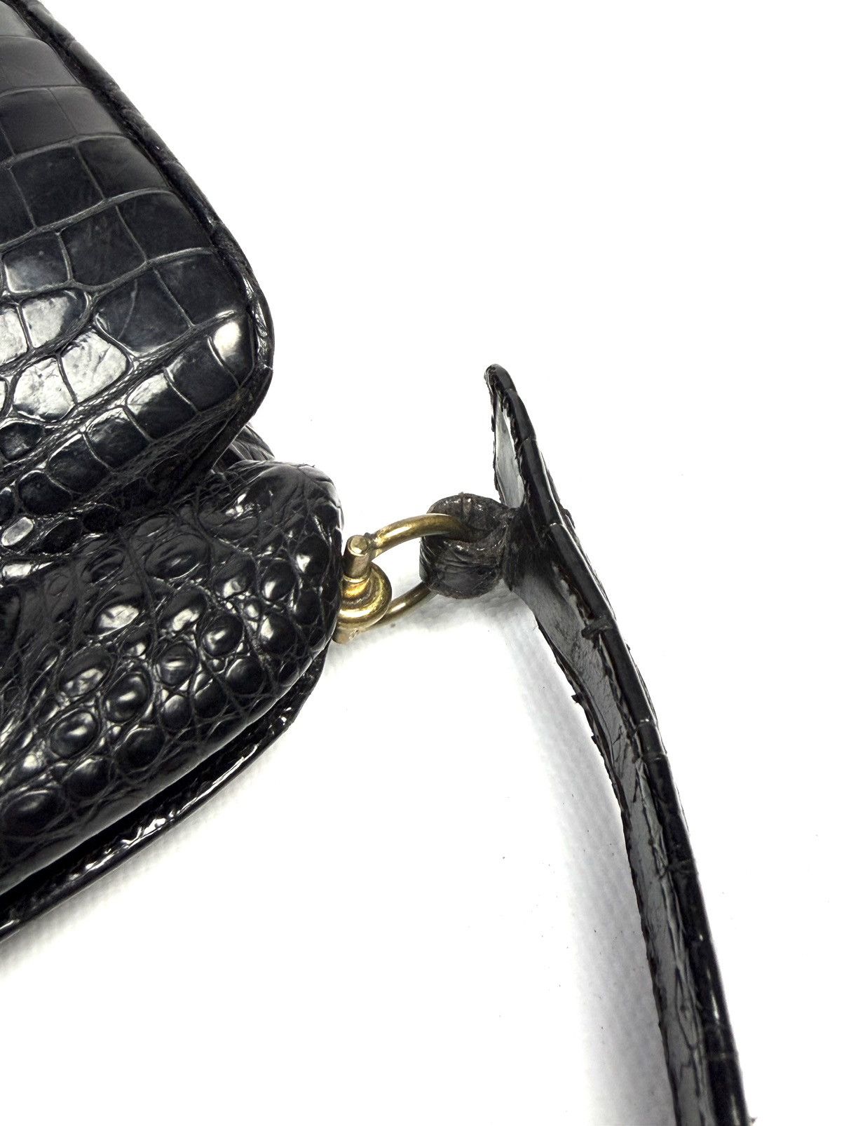 Vintage 1950-60s Genuine Crocodile Hornback Frame Top Handbag Exotic Size ONE SIZE - 18 Thumbnail
