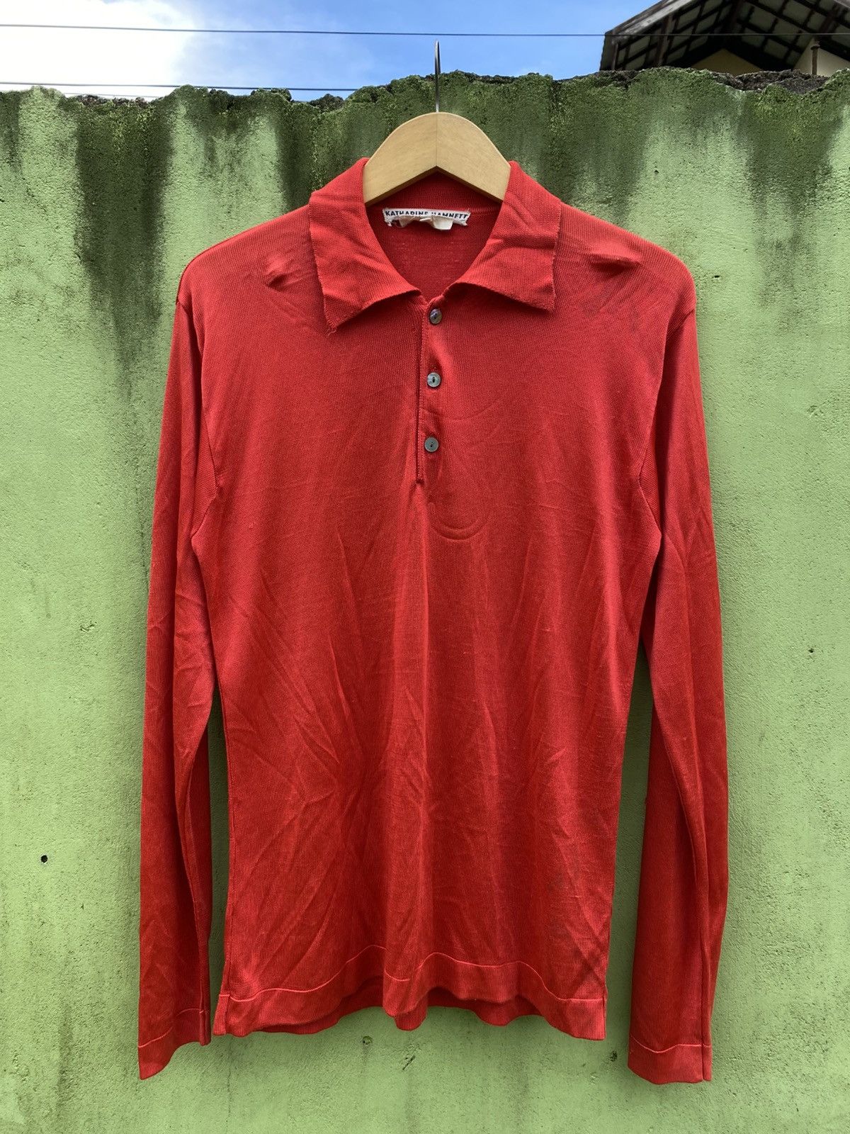 Katharine Hamnett London Katharine Hamnett London Red Buttoned Polo Minimalist Style Size US L / EU 52-54 / 3 - 1 Thumbnail