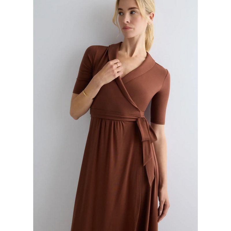 Quince Quince Tencel Jersey Midi Wrap Dress Brown Size S Size S / US 4 / IT 40 - 3 Thumbnail
