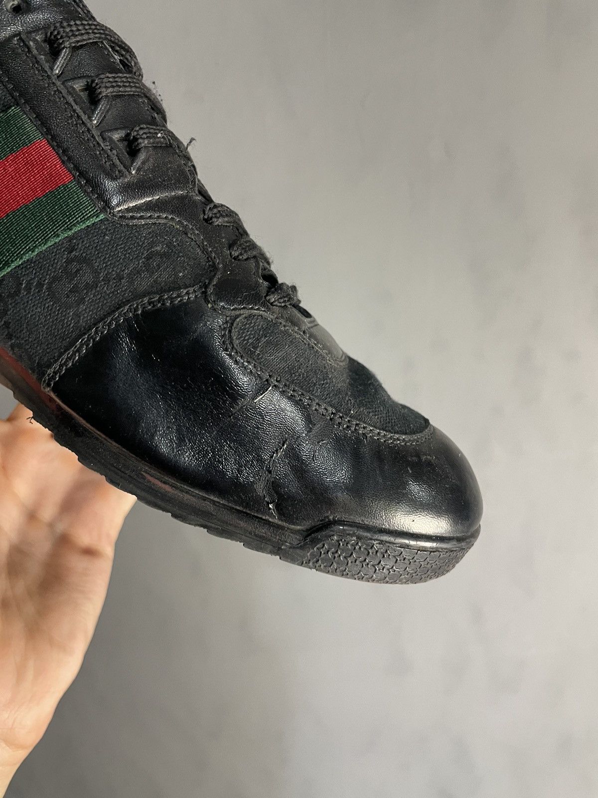 Gucci GUCCI black monogram microguccissima GG low sneakers Size US 10.5 / EU 43-44 - 8 Thumbnail