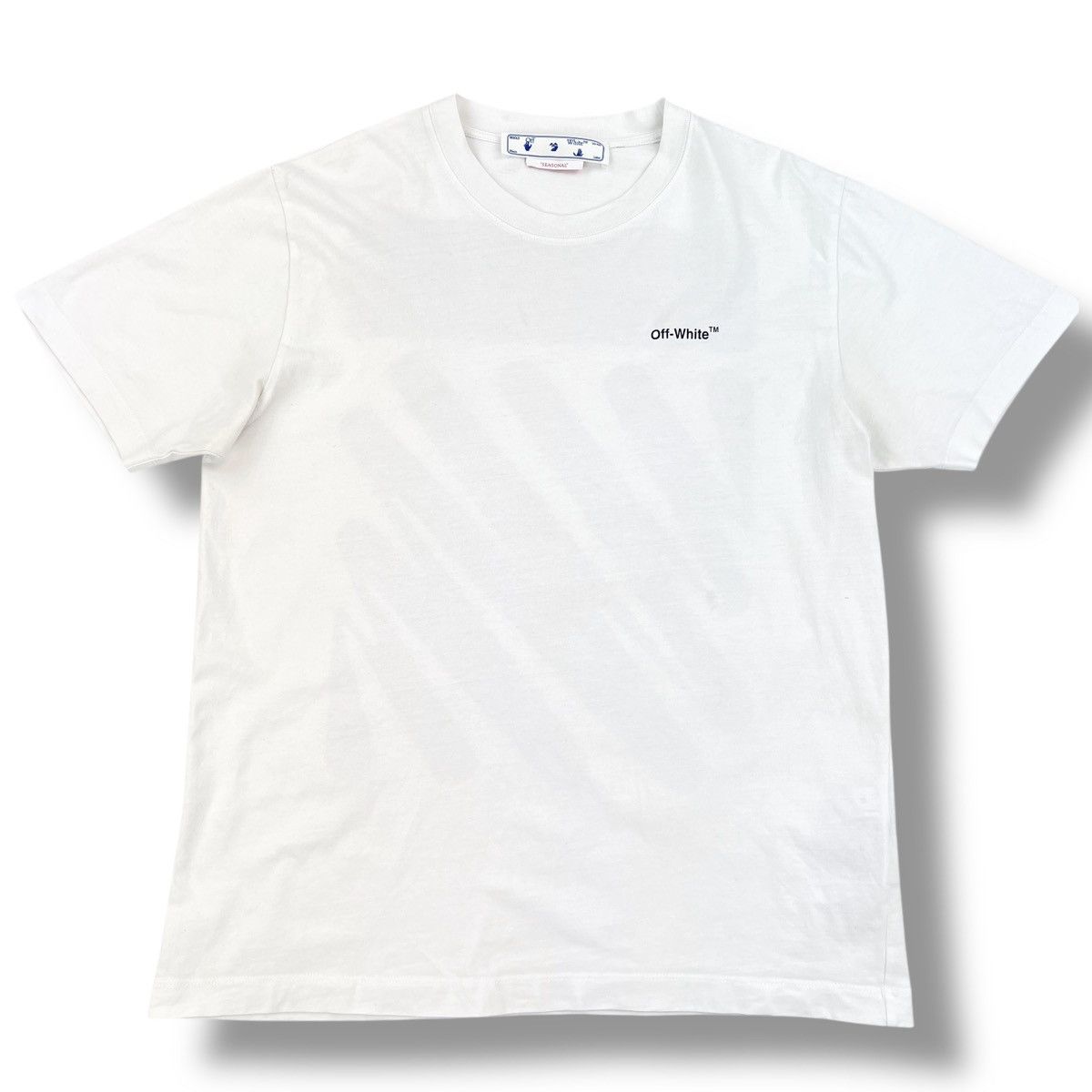 Off-White Off-White Wave Diagonal White T Shirt Size US L / EU 52-54 / 3 - 3 Thumbnail