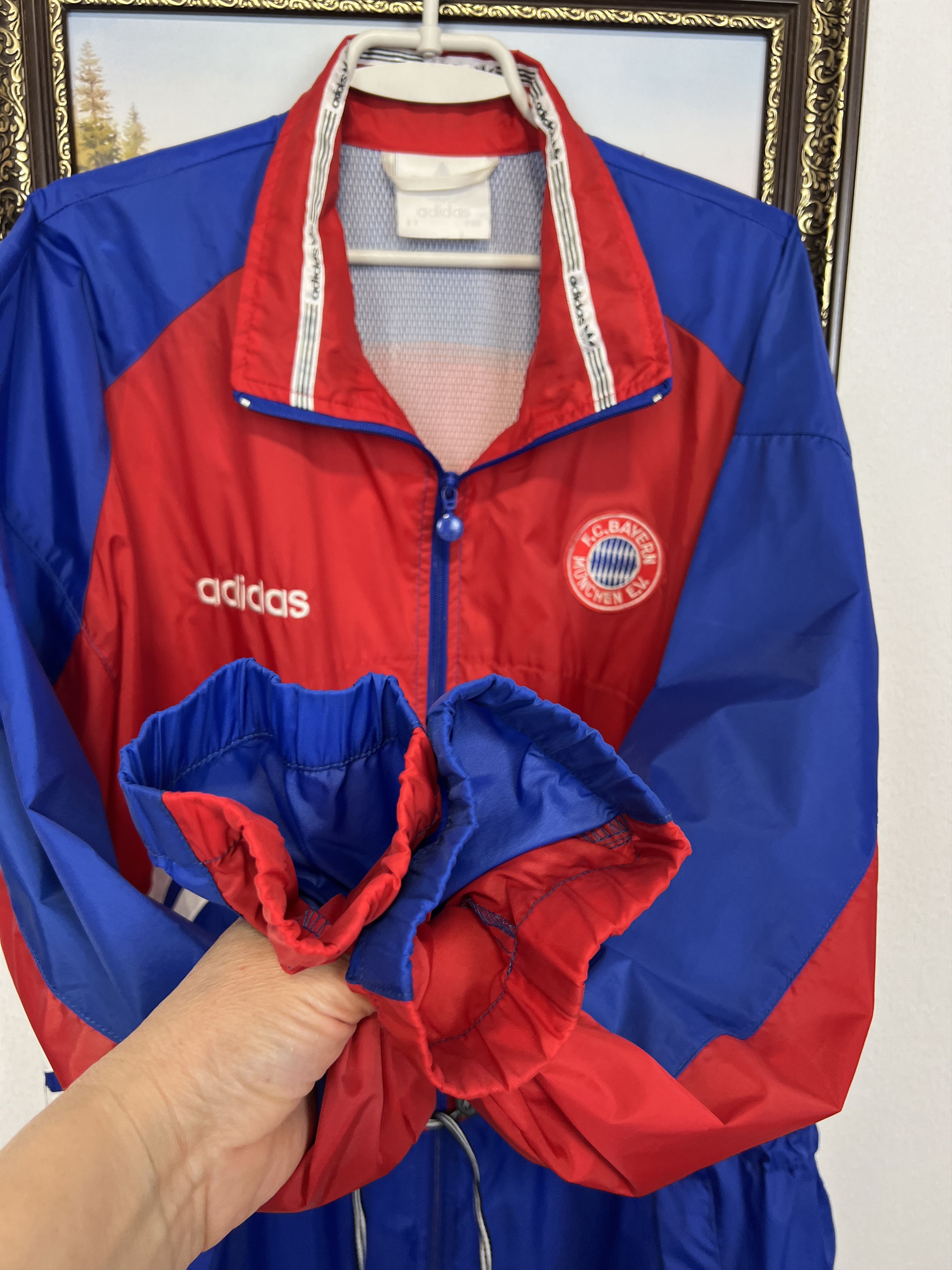 Adidas Vintage Bayern Munich Football Jacket Soccer Windbreaker Size US L / EU 52-54 / 3 - 7 Thumbnail