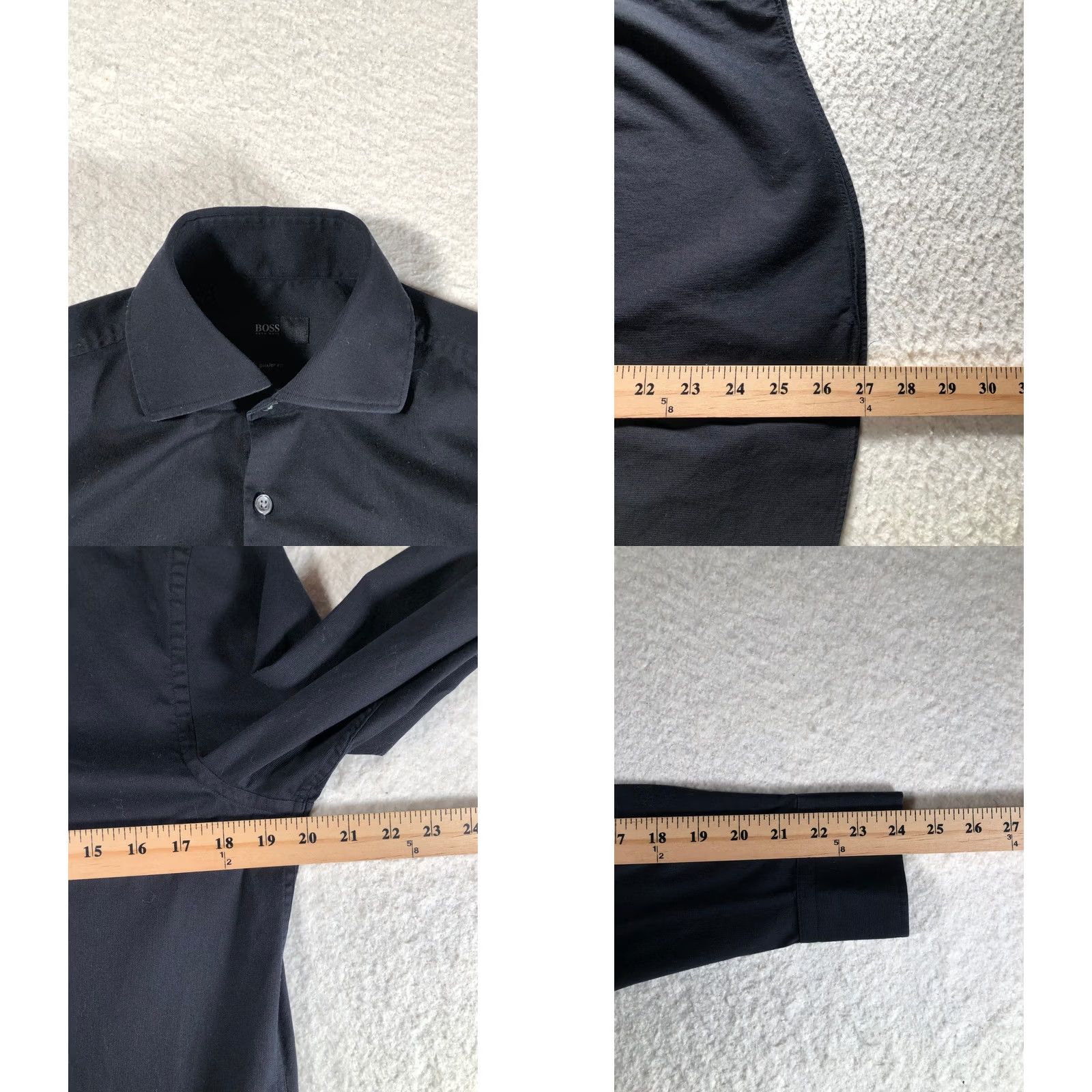 Hugo Boss HUGO BOSS Shirt Mens M Black Long Sleeve Sharp Fit 100% Cotton Spread Collar 15R Size US M / EU 48-50 / 2 - 8 Thumbnail