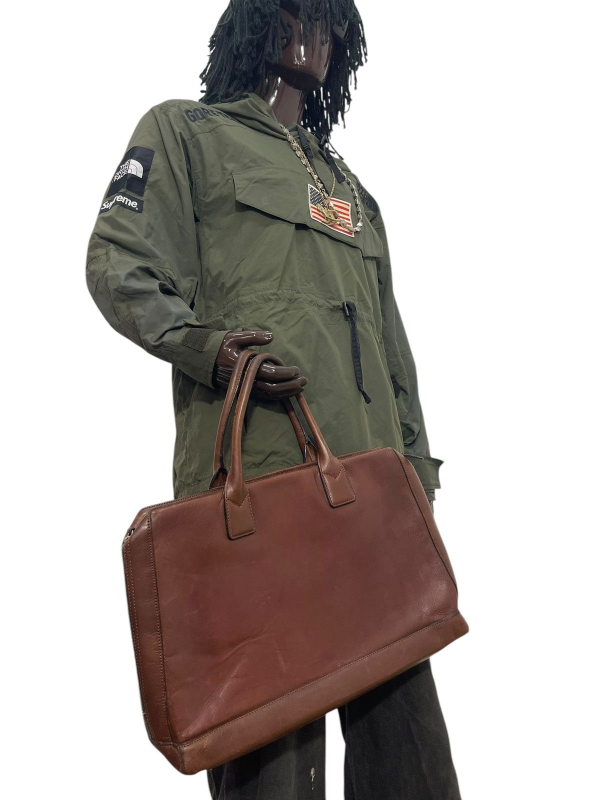 Japanese Brand Full Leather Patina The Suit Company Brief Bag 2🟩0 Size ONE SIZE - 2 Thumbnail