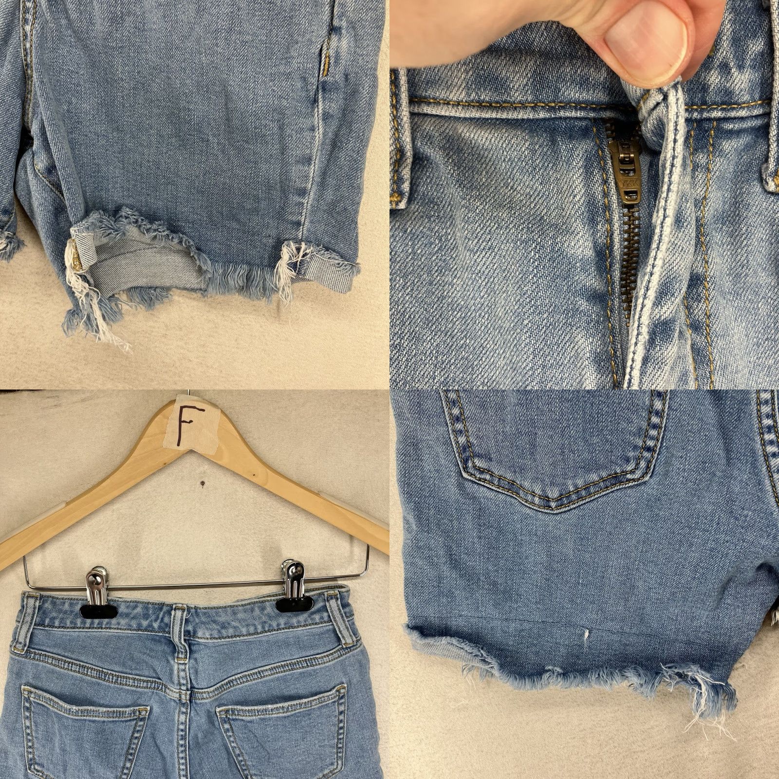 Vintage Universal Thread Women's High Rise Denim Shorts 00 Blue Stretch Raw Hem 5-Pocket Casual Size 24" / US 00 / IT 34 - 8 Thumbnail