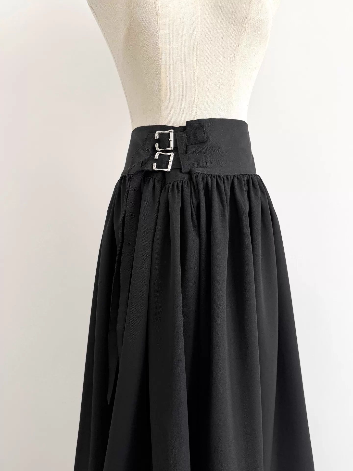 Limi Feu Limi feu Double Buckle Wool Midi Skirt Black S Size 26" / US 2 / IT 38 - 8 Thumbnail